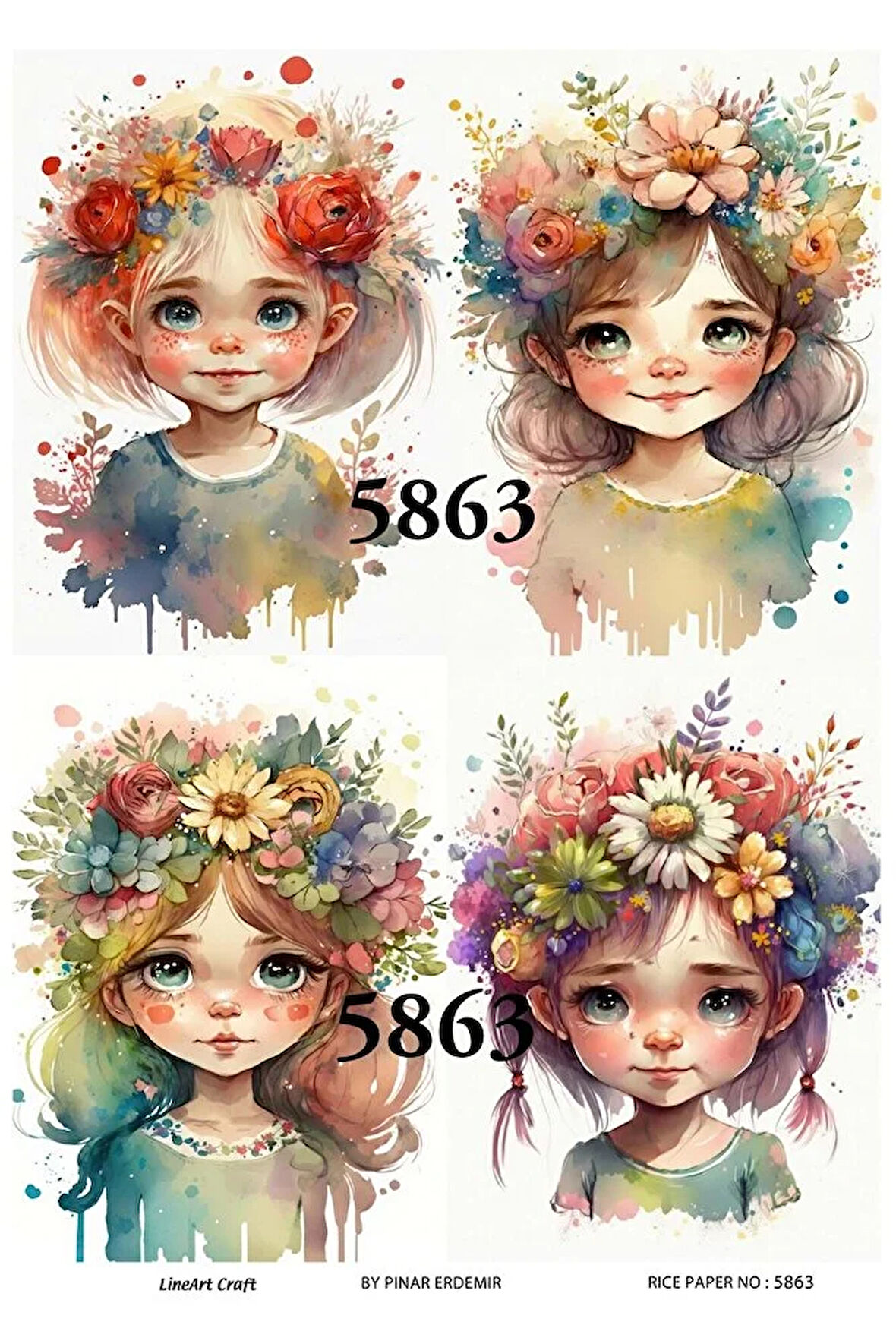 5863 Peri Kızı Desenli Pirinç Dekopaj 30x42