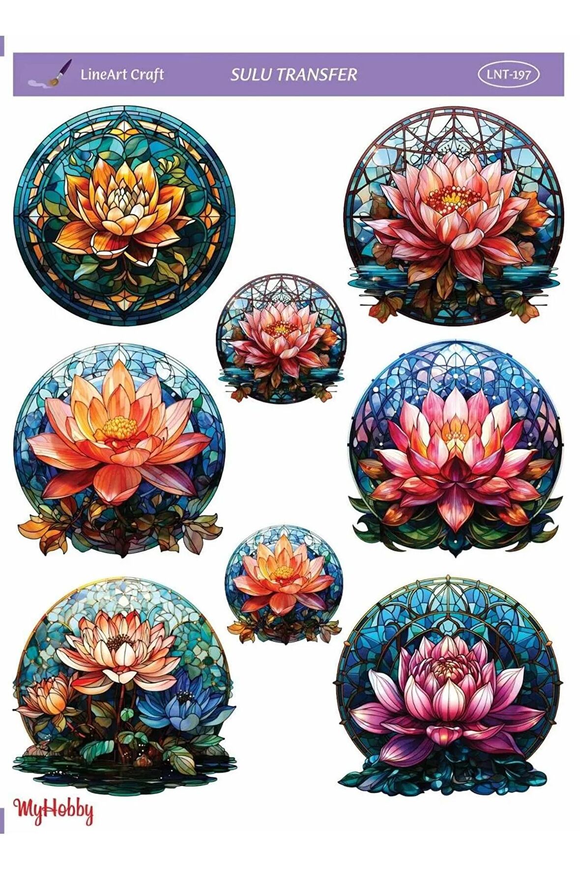 LineArt Vitray Lotus Desenli Sulu Transfer LNT-197 25x35