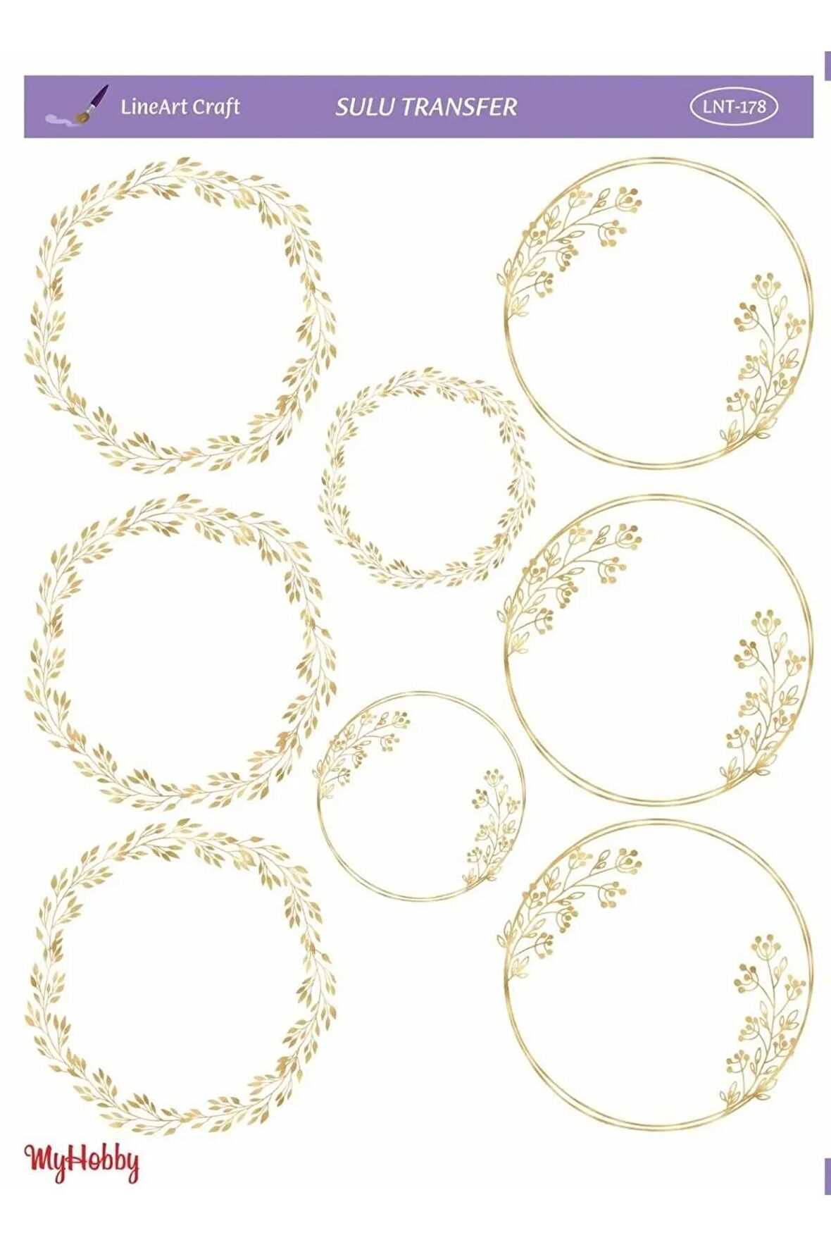 LineArt Gold Çember Desenli Sulu Transfer LNT-178 25x35