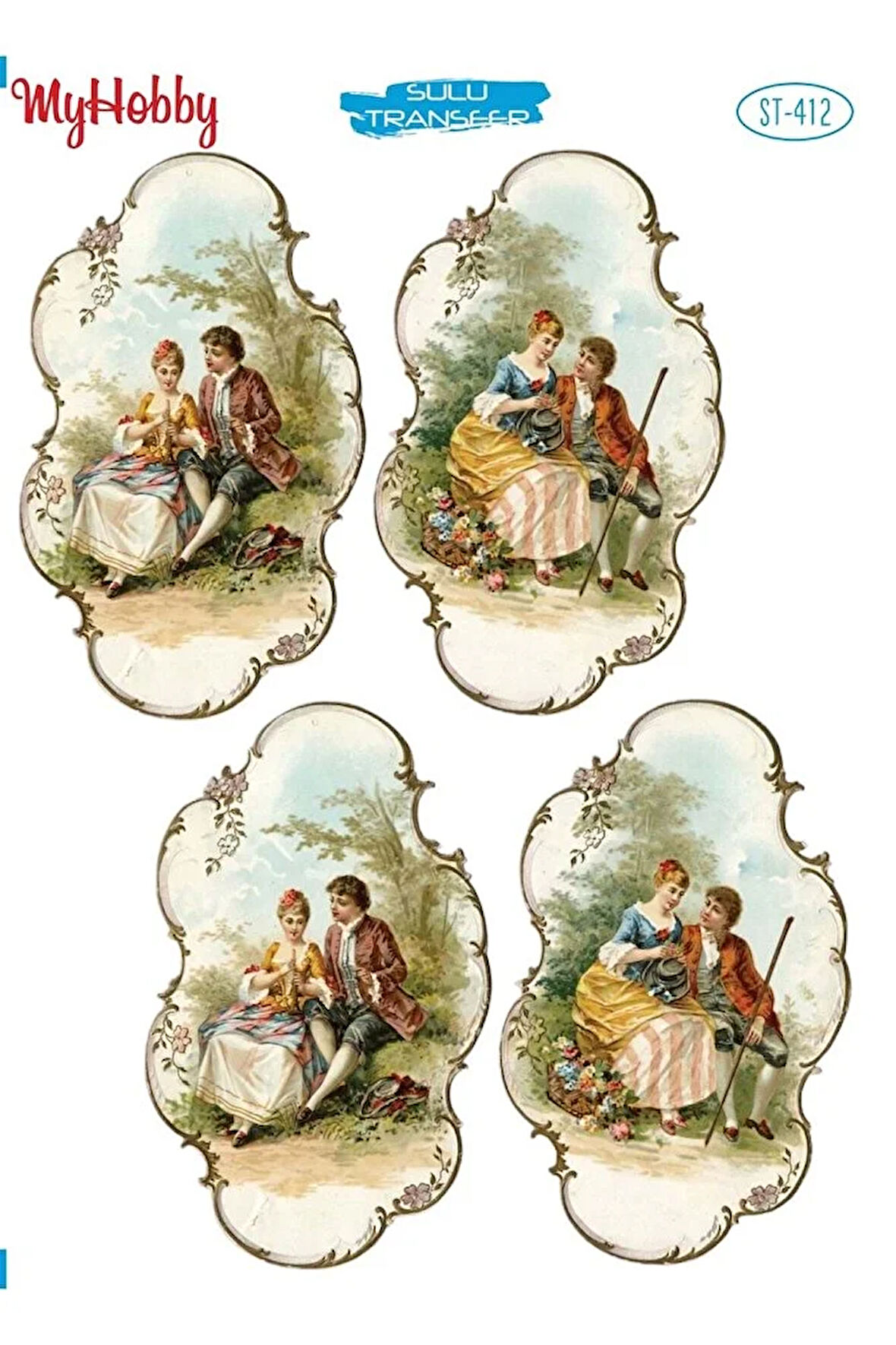 ST 412 Çoklu Klasik Dönem Desenli Sulu Transfer 25x35