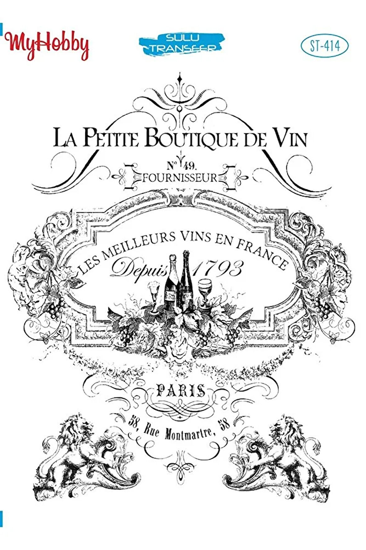 ST 414 Siyah Beyaz Desenli Sulu Transfer 25x35