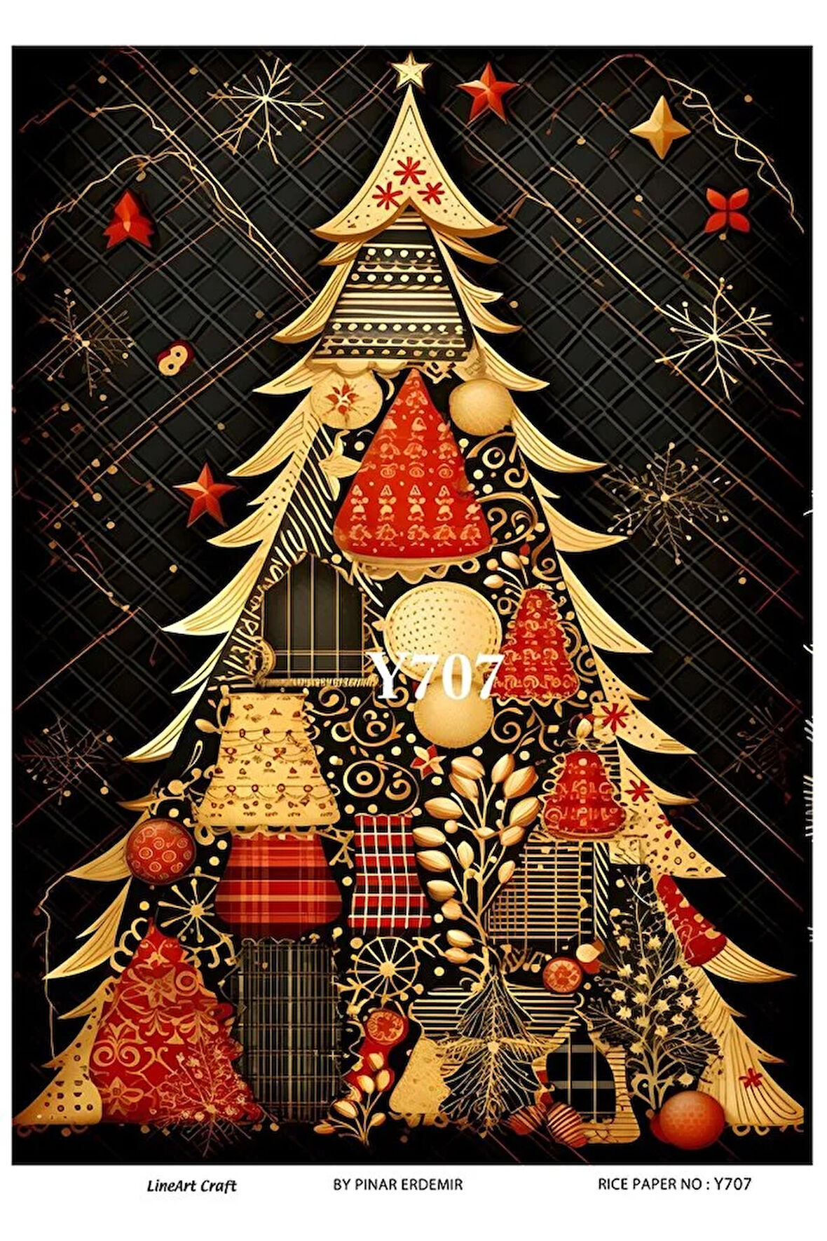 Y707 Yeniyıl, Çam, Ağaç Desenli Pirinç Dekopaj 30x42