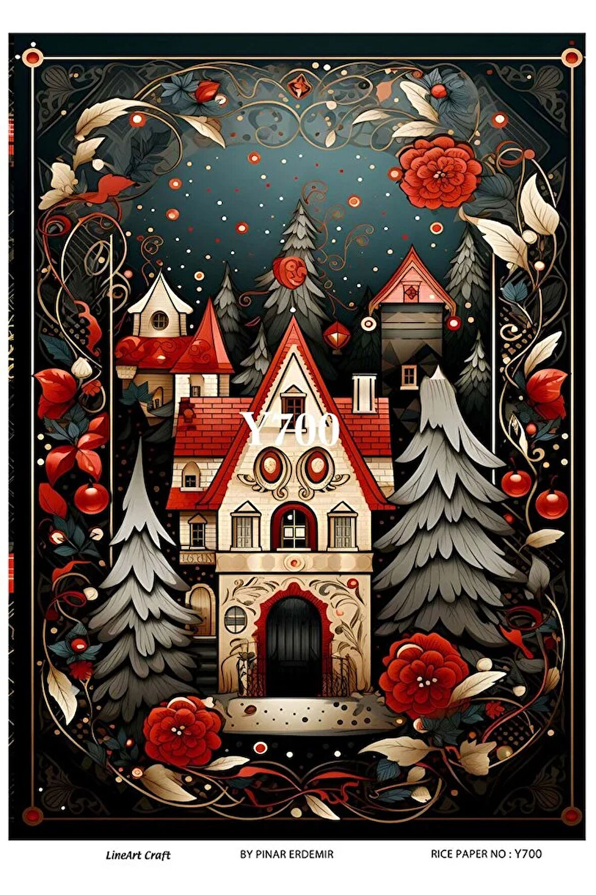 Y700 Yeniyıl, Şato Desenli Pirinç Dekopaj 30x42