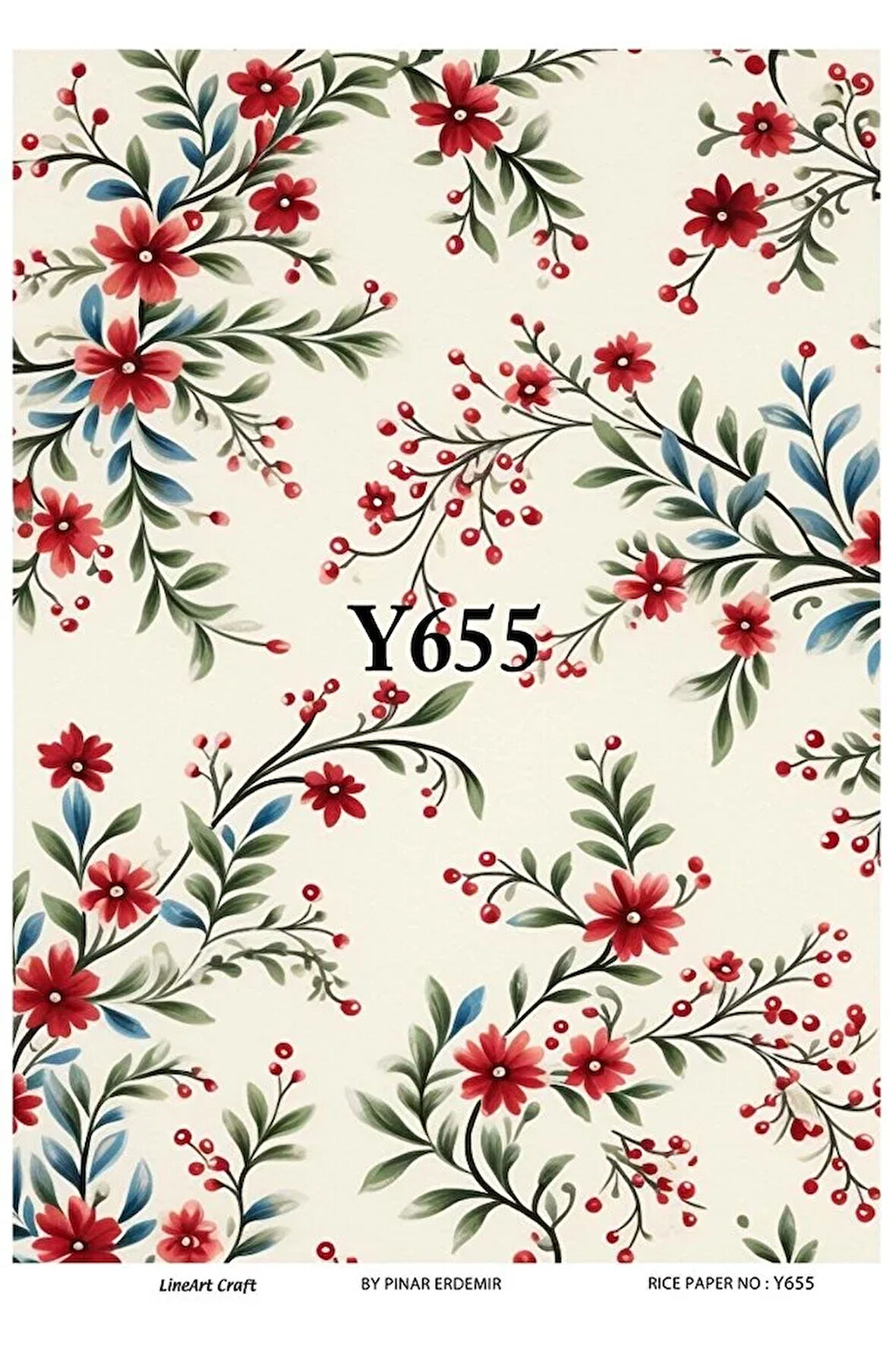 Y655 Yeniyıl, Dal, Çiçek Desenli Pirinç Dekopaj 30x42