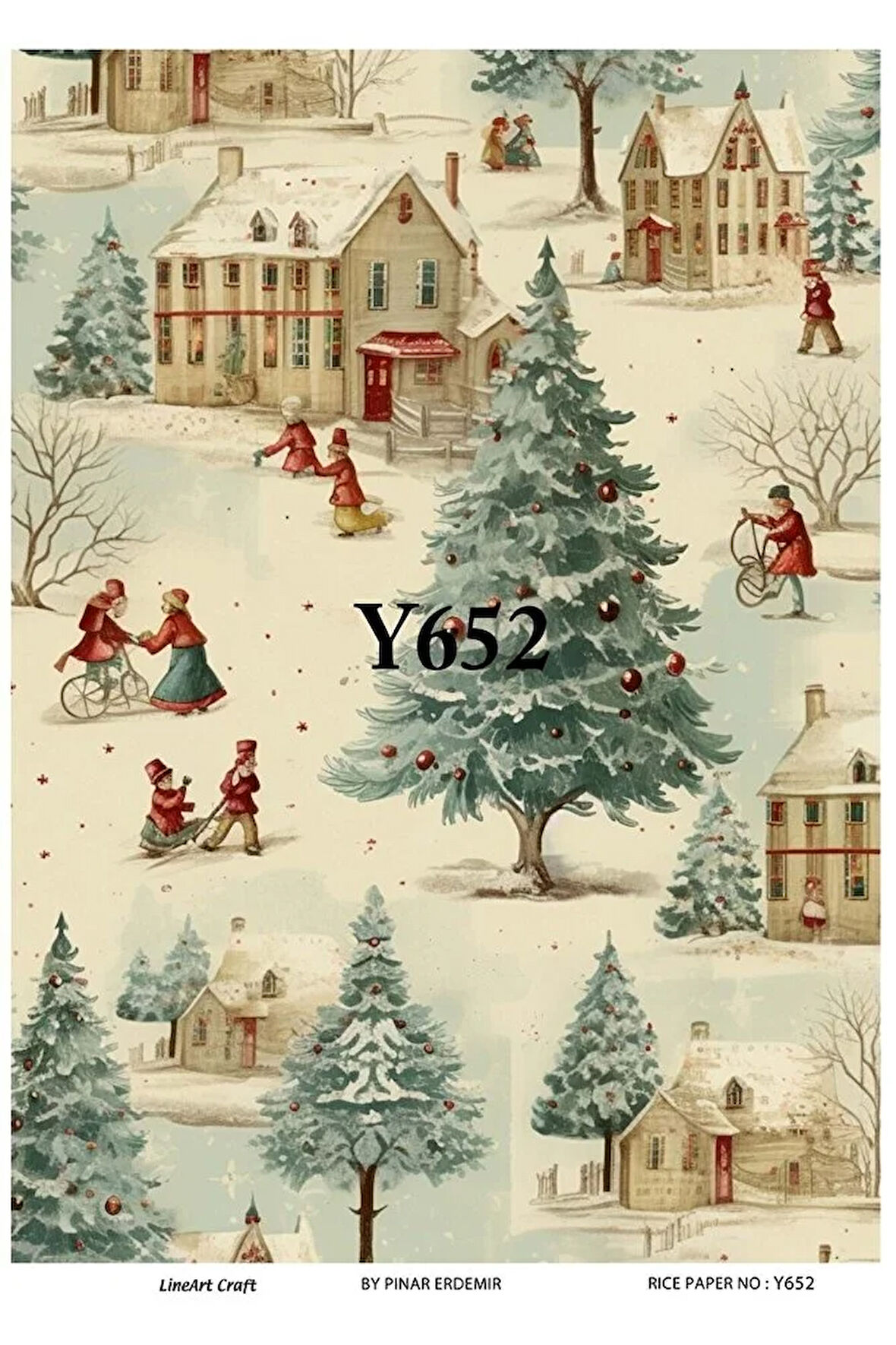 Y652 Yeniyıl, Kasaba, Kar Desenli Pirinç Dekopaj 30x42