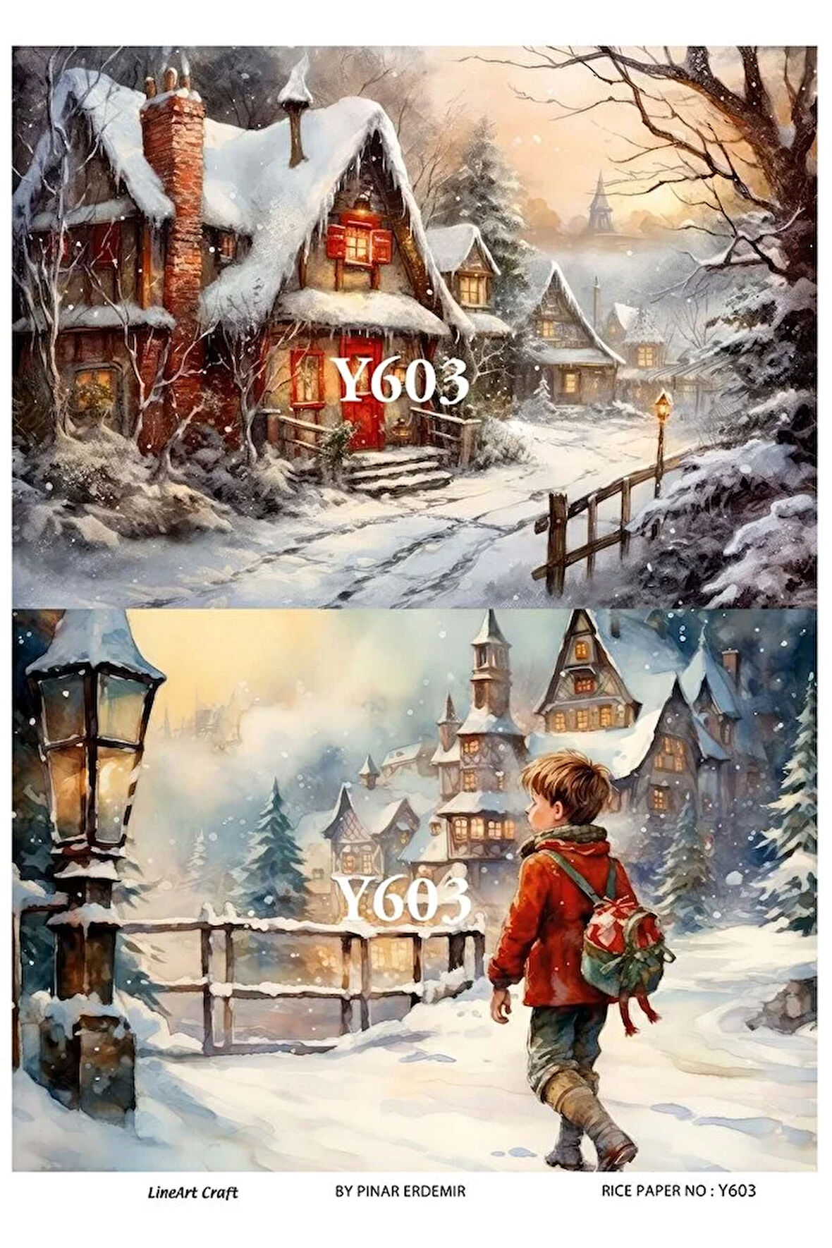 Y603 Kış, Kar Manzara Desenli Pirinç Dekopaj 30x42