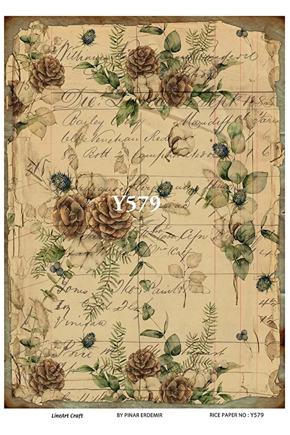 Y579 Kış, Geyik, Kar Manzarası Desenli Pirinç Dekopaj 30x42