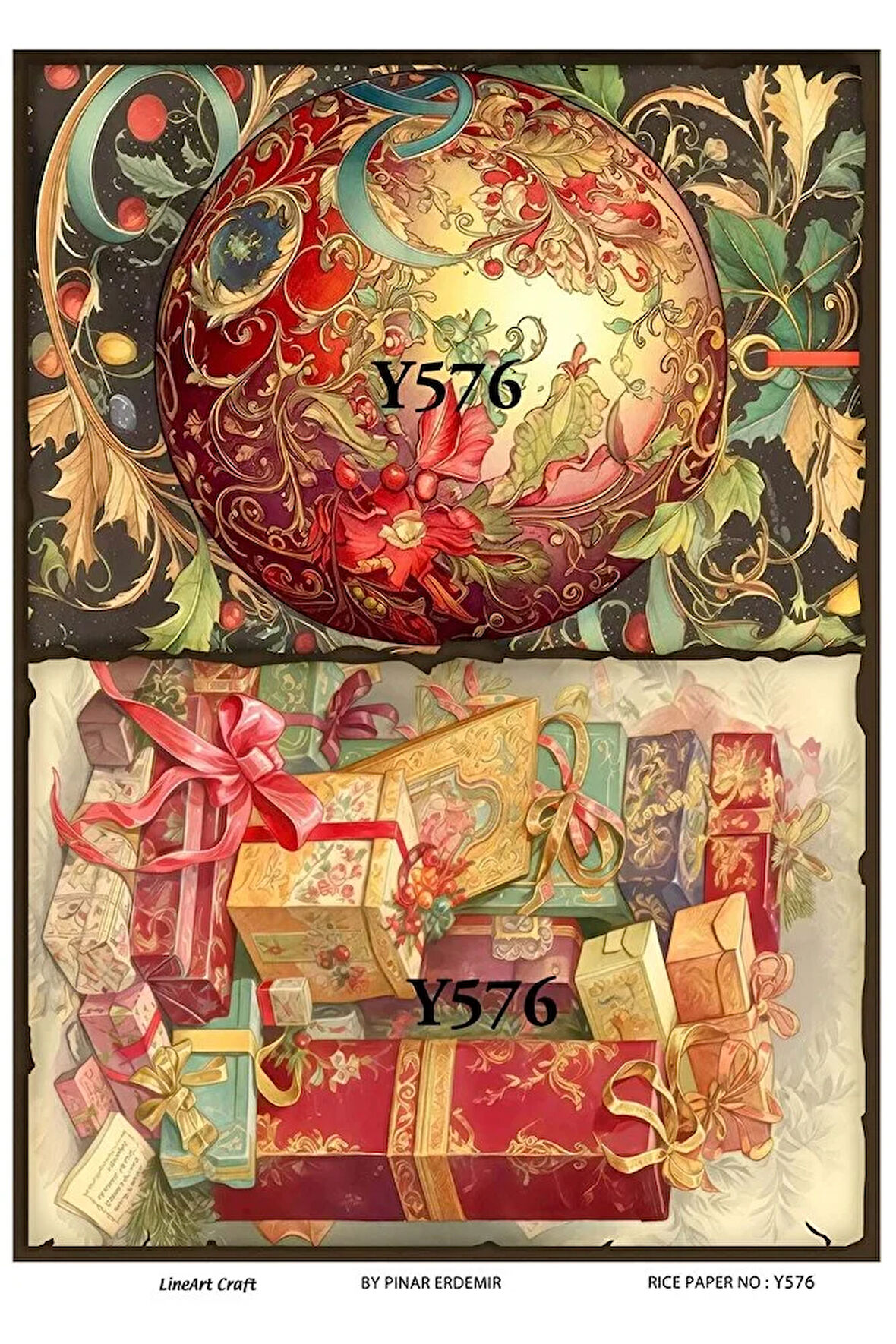 Y576 Hediye Paketi Desenli Pirinç Dekopaj 30x42
