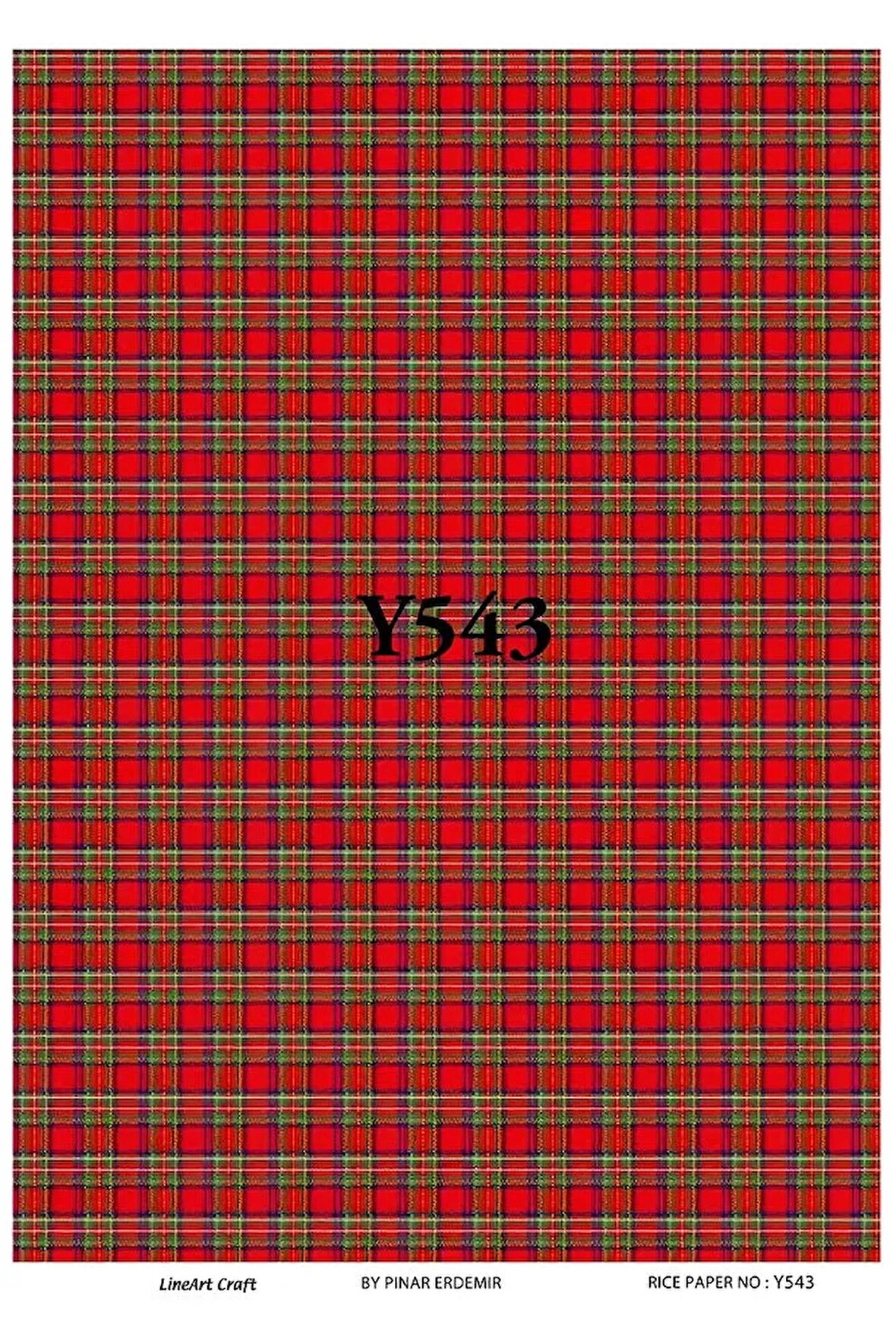 Y543 Kırmızı Çizgili, Ekose, Tartan Pirinç Dekopaj 30x42