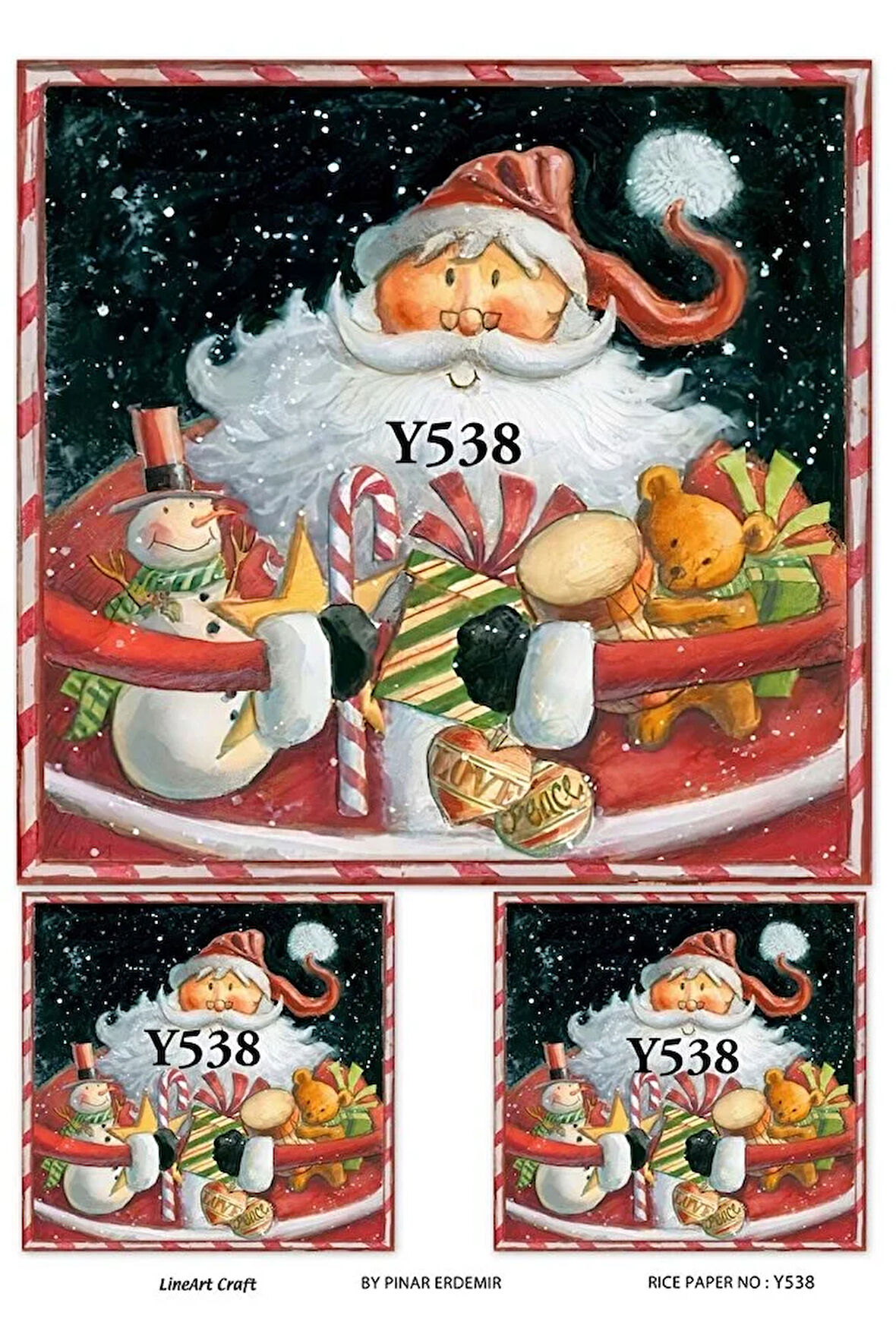 Y538 Geyik, Noel Baba, Gnome, Yeniyıl Pirinç Dekopaj 30x42