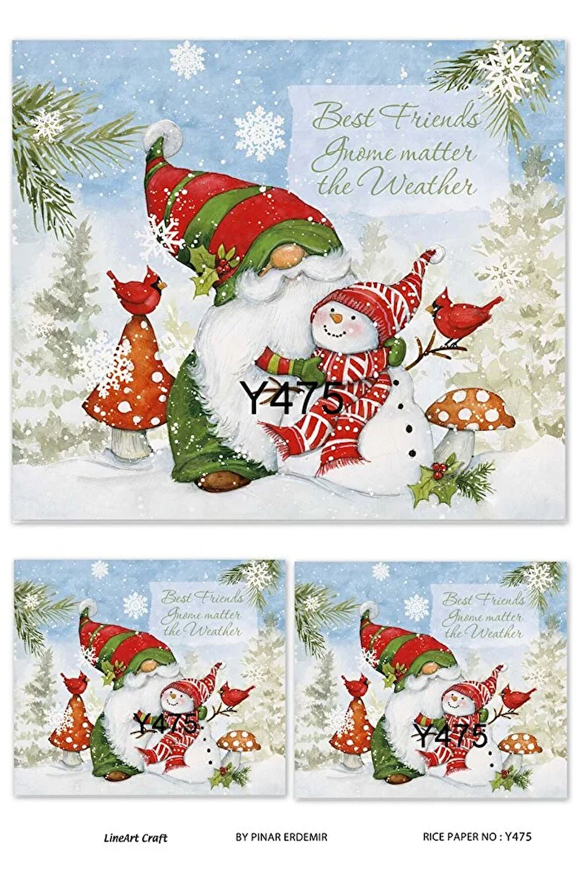 Y475 Yeniyıl, Gnome, Kardan Adam Desenli Pirinç Dekopaj 30x42