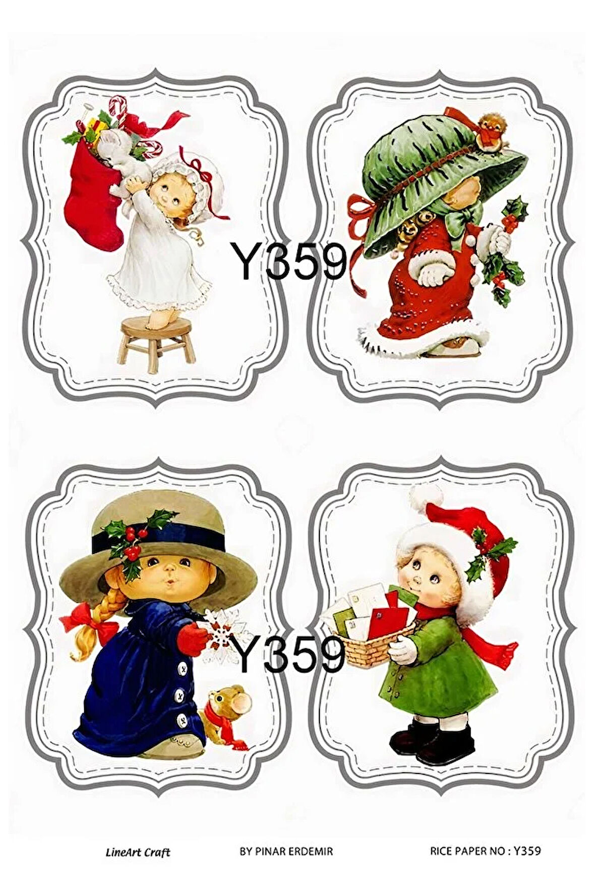 Y359 Yeniyıl, 4 lü Set Desen Pirinç Dekopaj 30x42