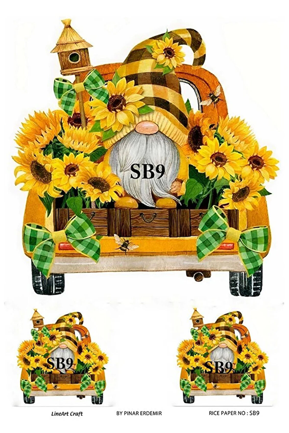 Sonbahar Serisi SB9 Ayçiçek Desenli Pirinç Dekopaj 30x42