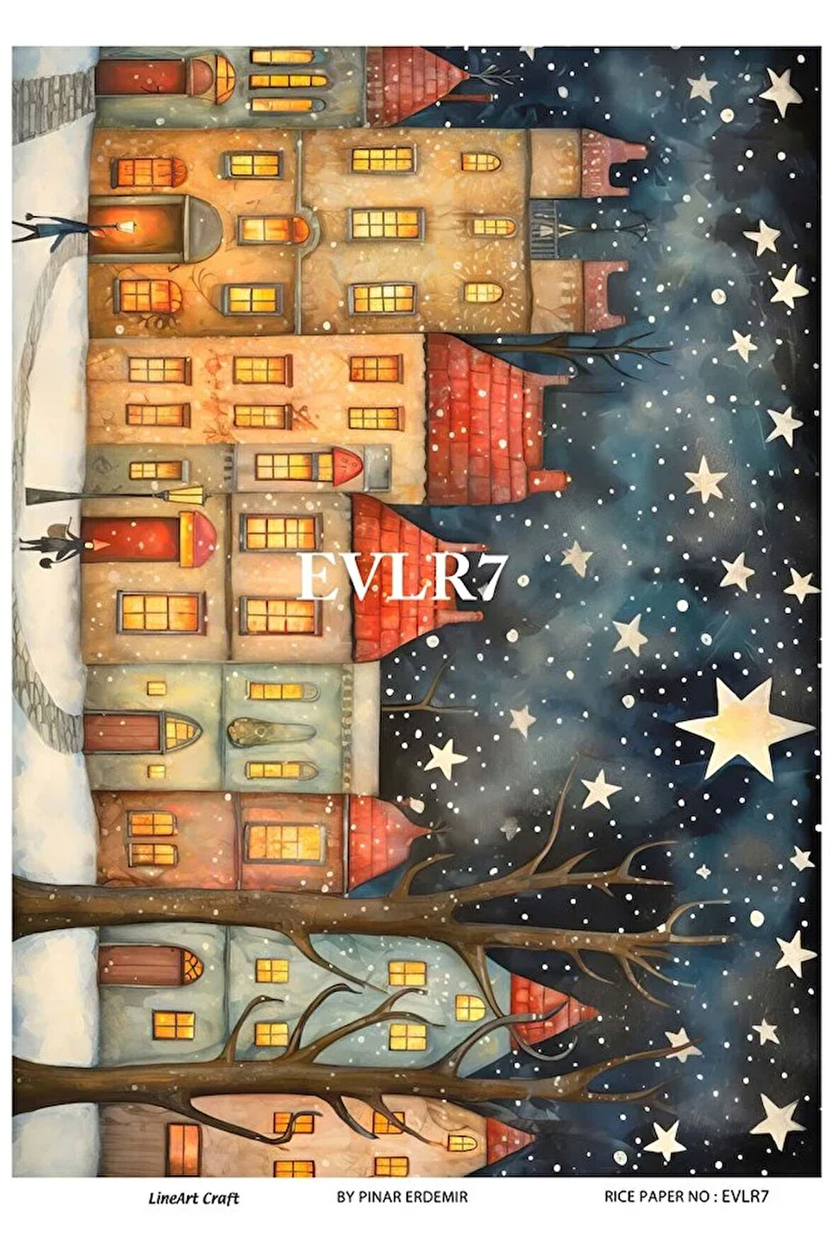 Evler Serisi Evler7 Renkli, Ev Desen Pirinç Dekopaj 30x42