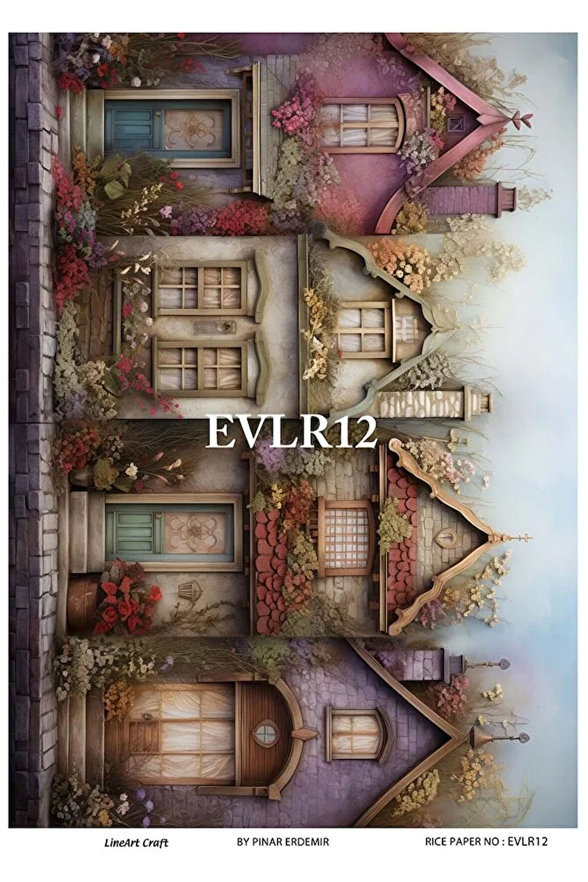 Evler Serisi Evler12 Renkli, Ev Desen Pirinç Dekopaj 30x42