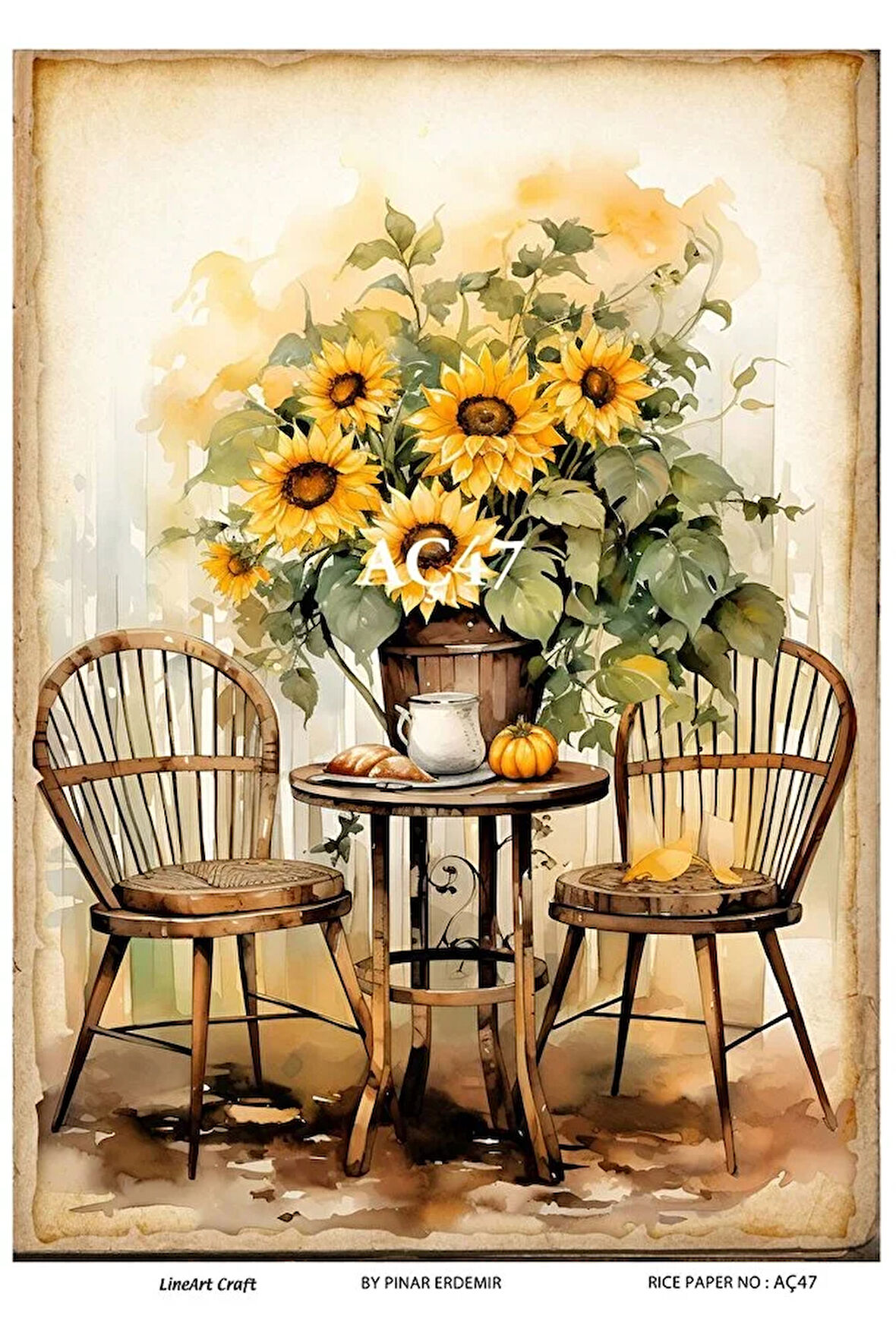 Ayçiçeği Serisi AÇ47 Ayçiçeği Pirinç Dekopaj 30x42