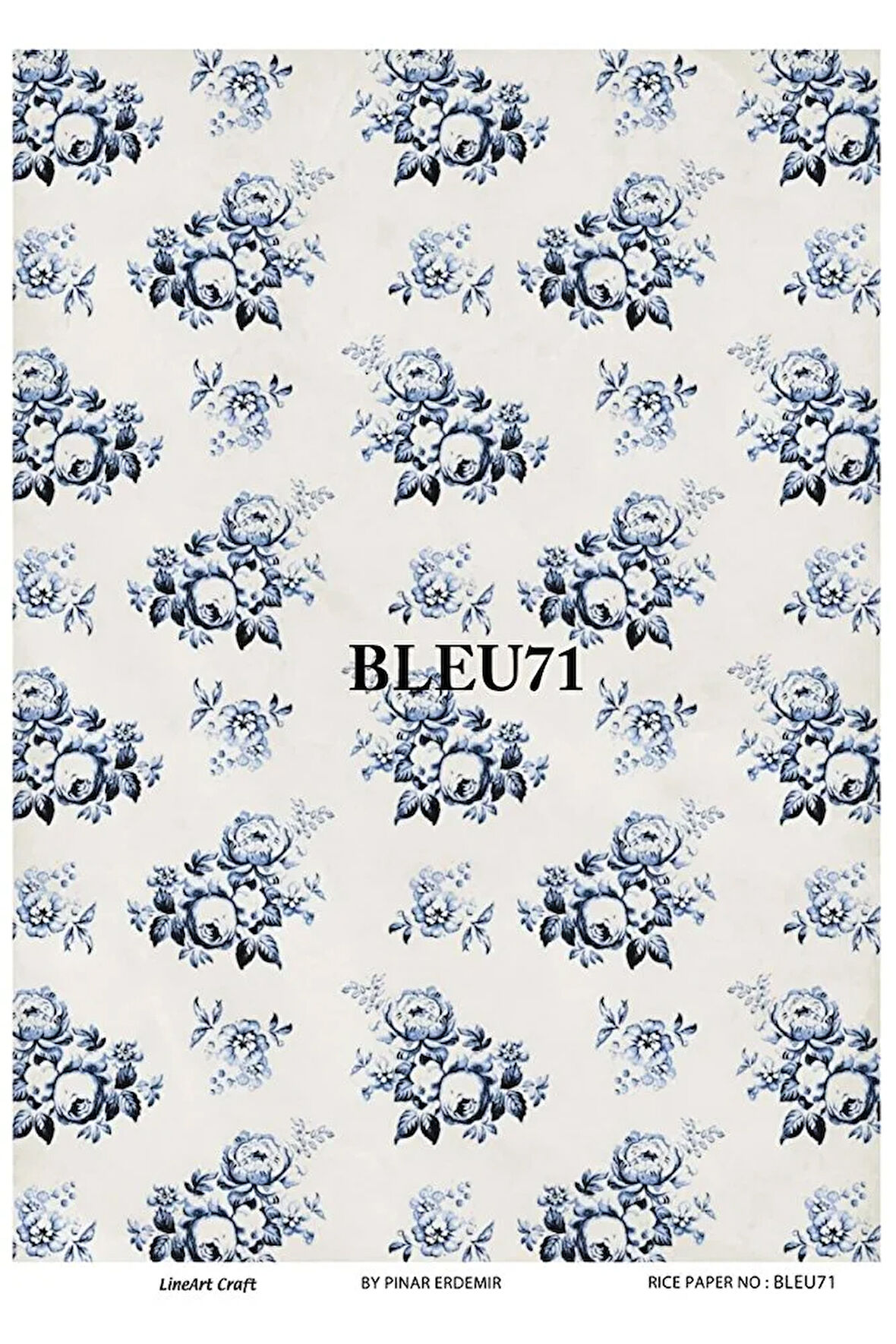 BLEU71 Mavi Beyaz, Çini, Karo Pirinç Dekopaj 30x42