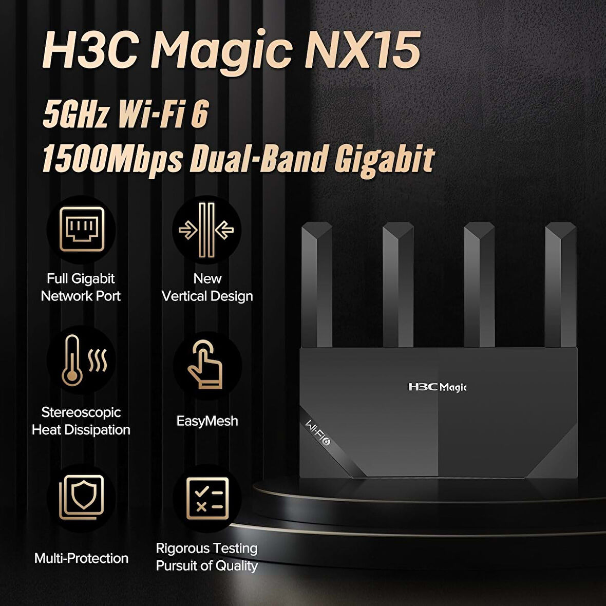 H3C Magic NX15 1500Mbps Dual-Band Gigabit Wi-Fi 6 Router 