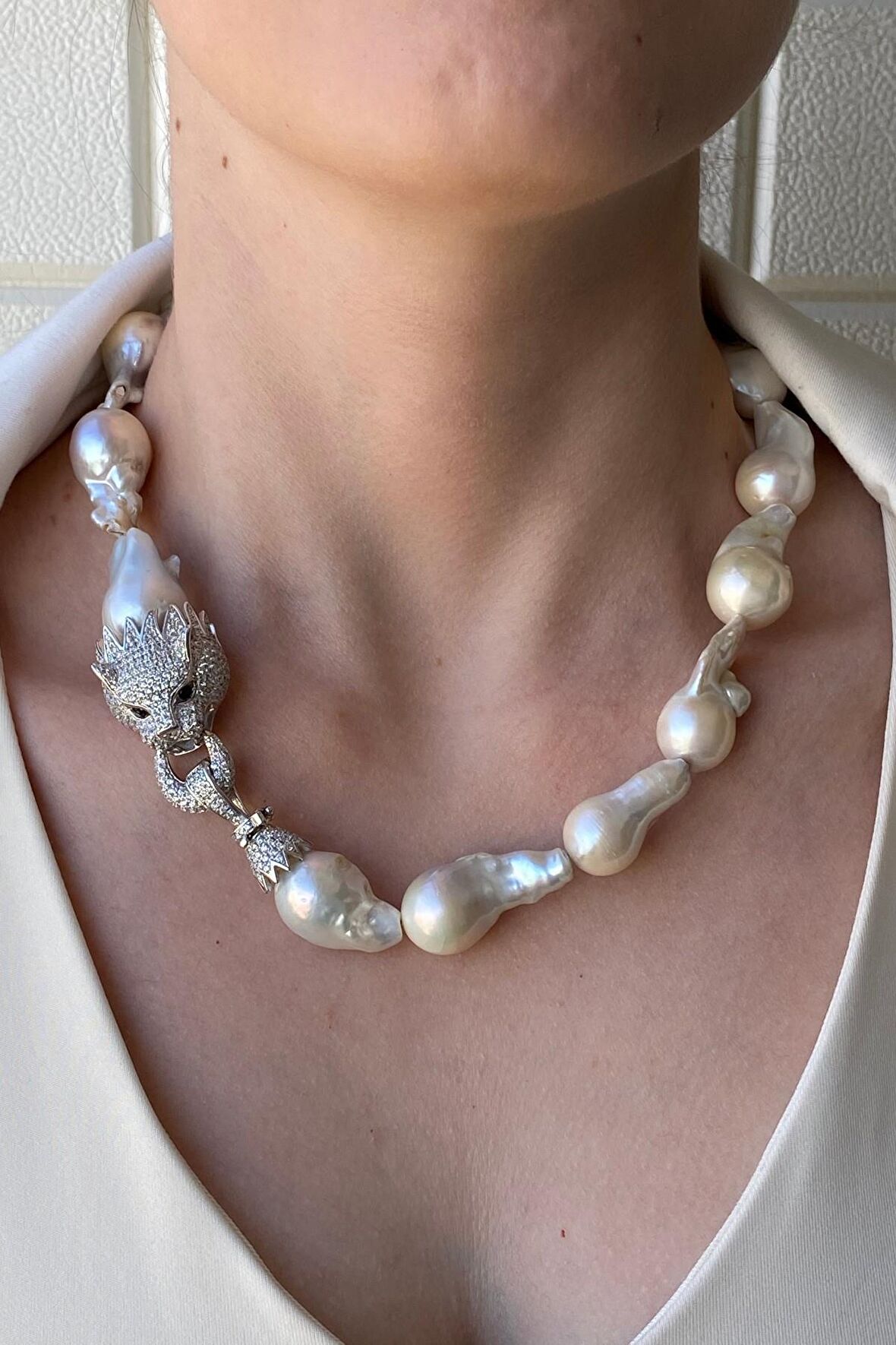 Birinci1926 925 Ayar Gümüş Kadın Panterli Barok İnci Kolye