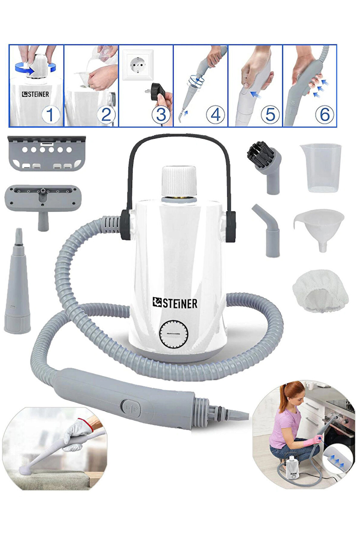 Steiner Alman EasyFix Series Profesyonel Buharlı Temizleyici Buharlı Temizlik Makinesi