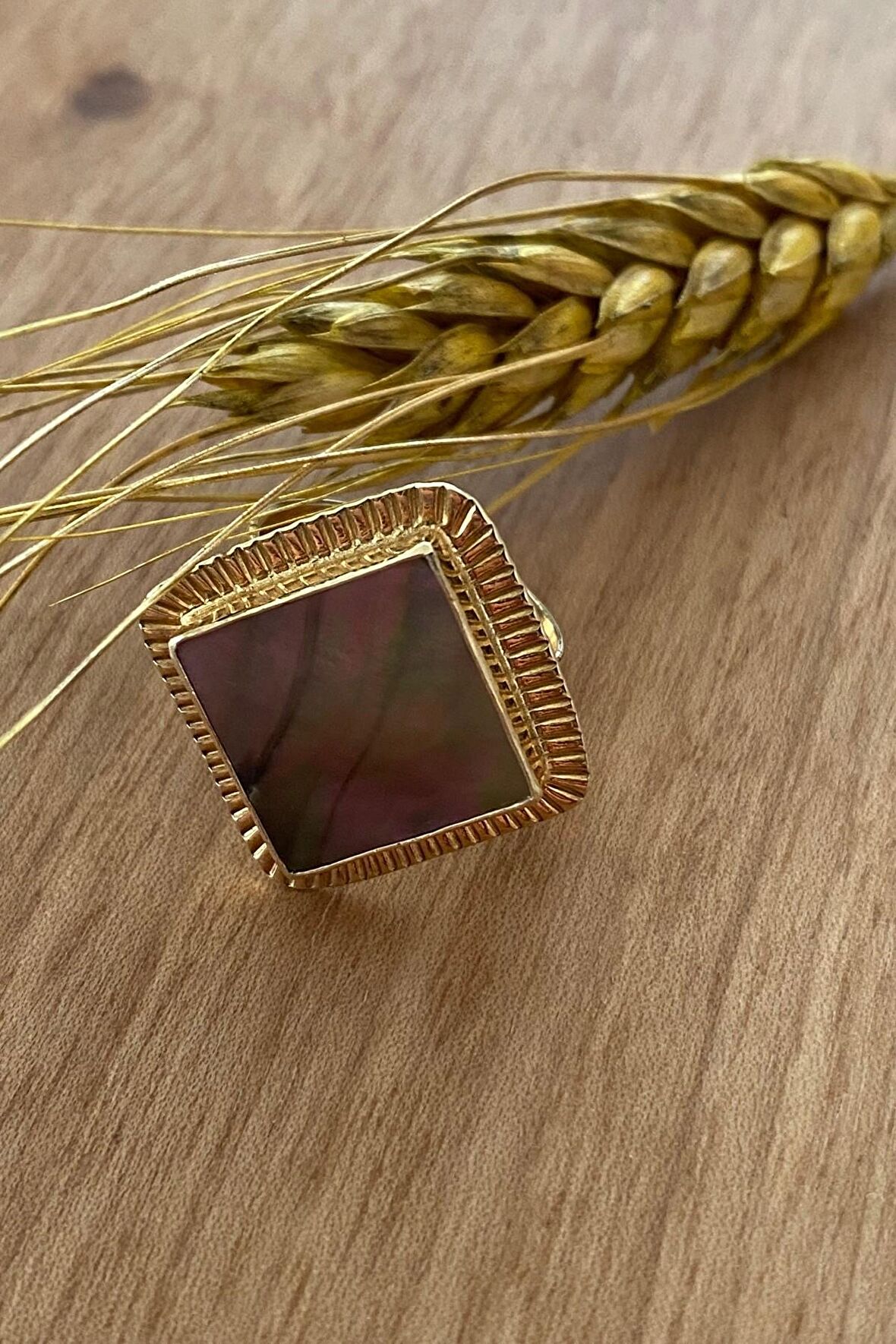 Birinci1926 925 Ayar Gümüş  Vintage Mother of Pearl Multicolor Sedefli Yüzük