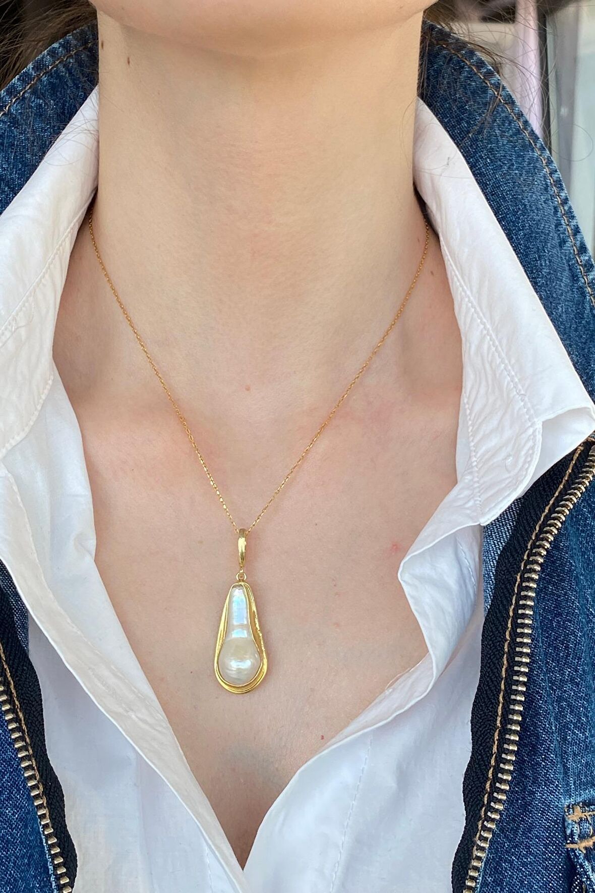 Birinci1926 925 Ayar Gümüş Mother Of Pearl Barok İnci Kolye