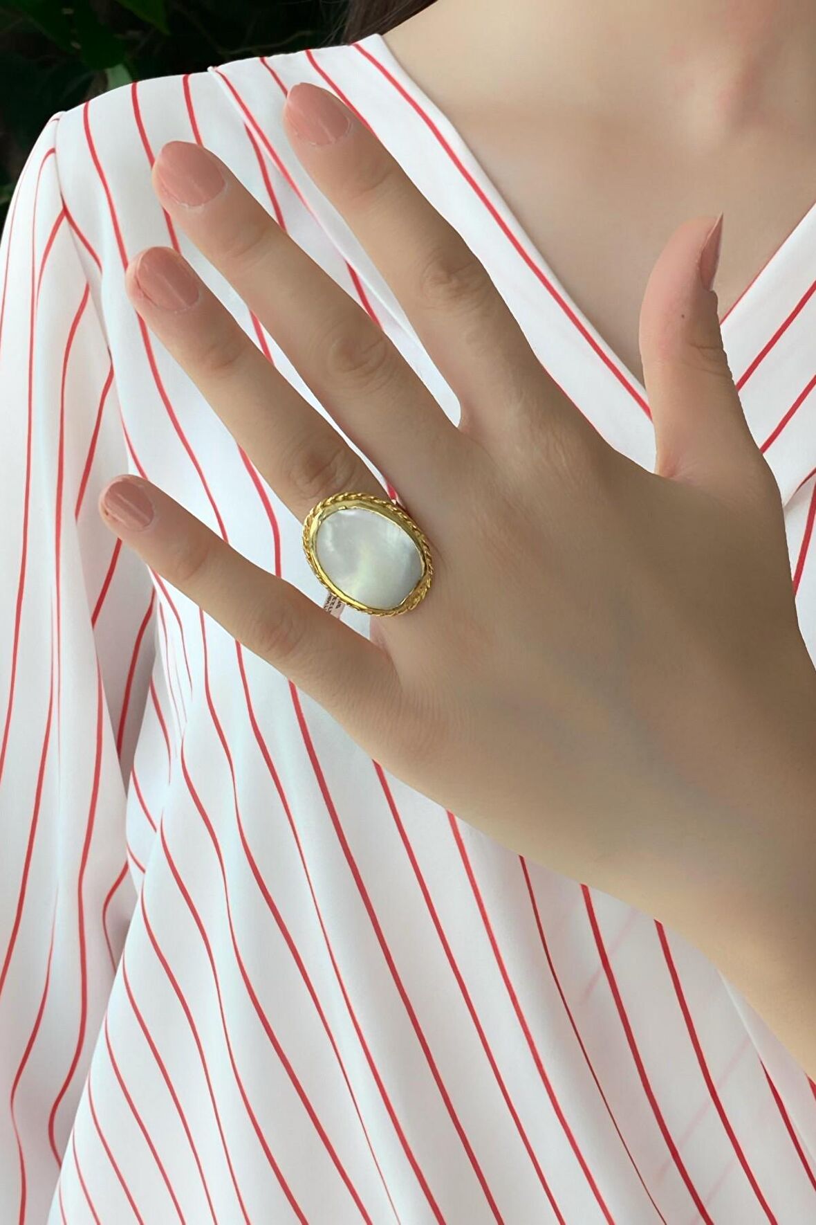 Birinci1926 925 Ayar Gümüş Mother Of Pearl İnci Kadın Yüzük