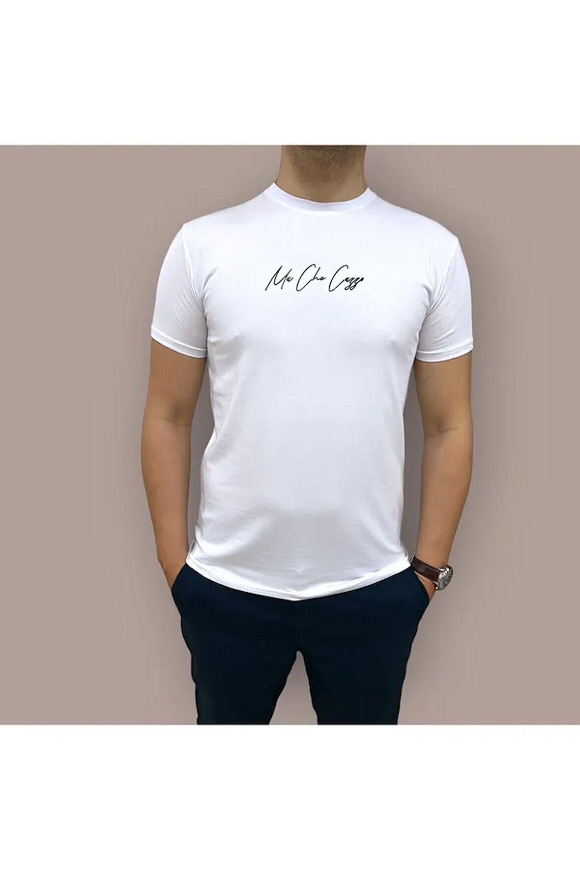 Erkek  Slim Fit Enjeksiyon Baskılı Pamuklu T-Shirt