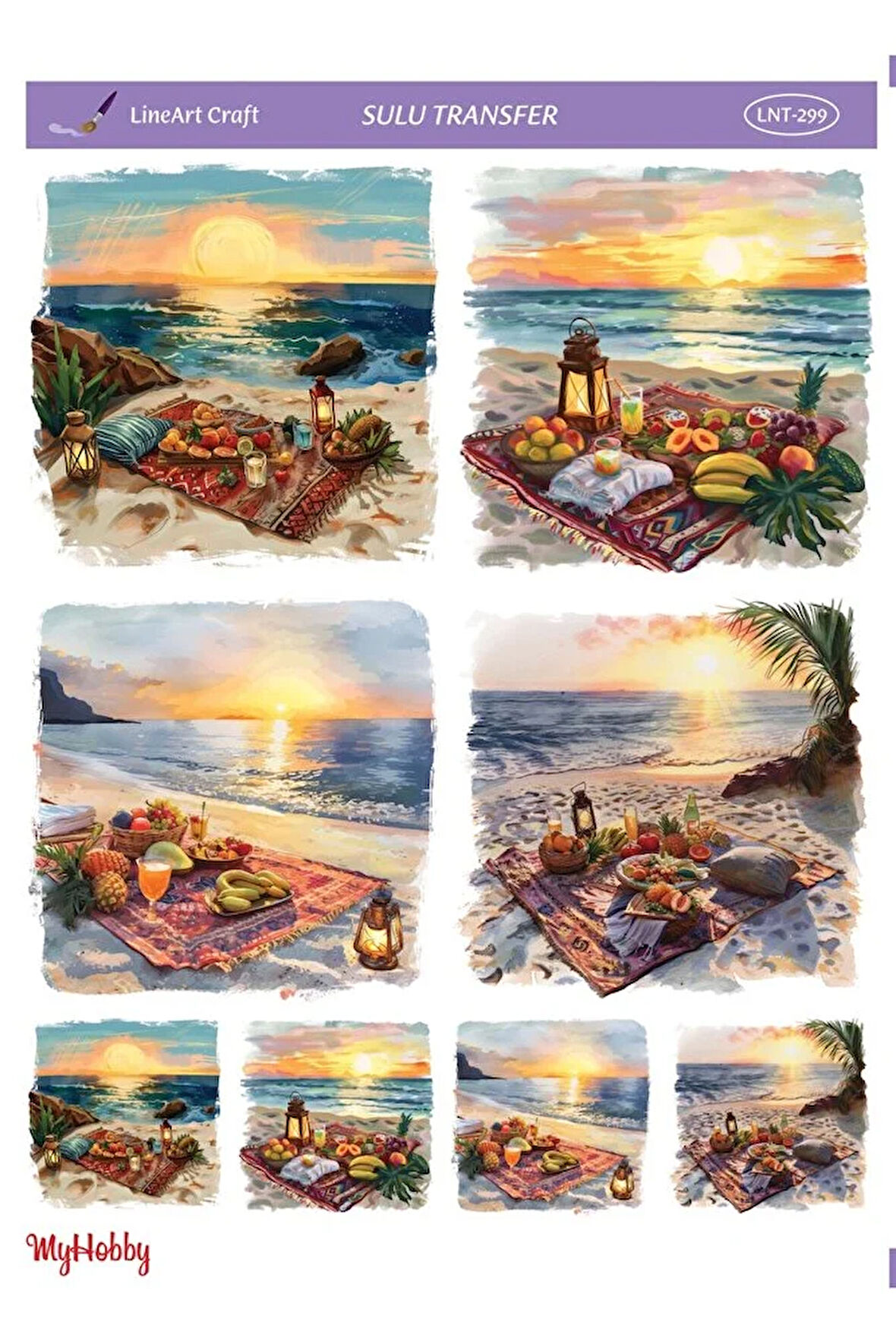 LNT-299 Kumsal, Günbatımı 25 * 35 cm Sulu Transfer