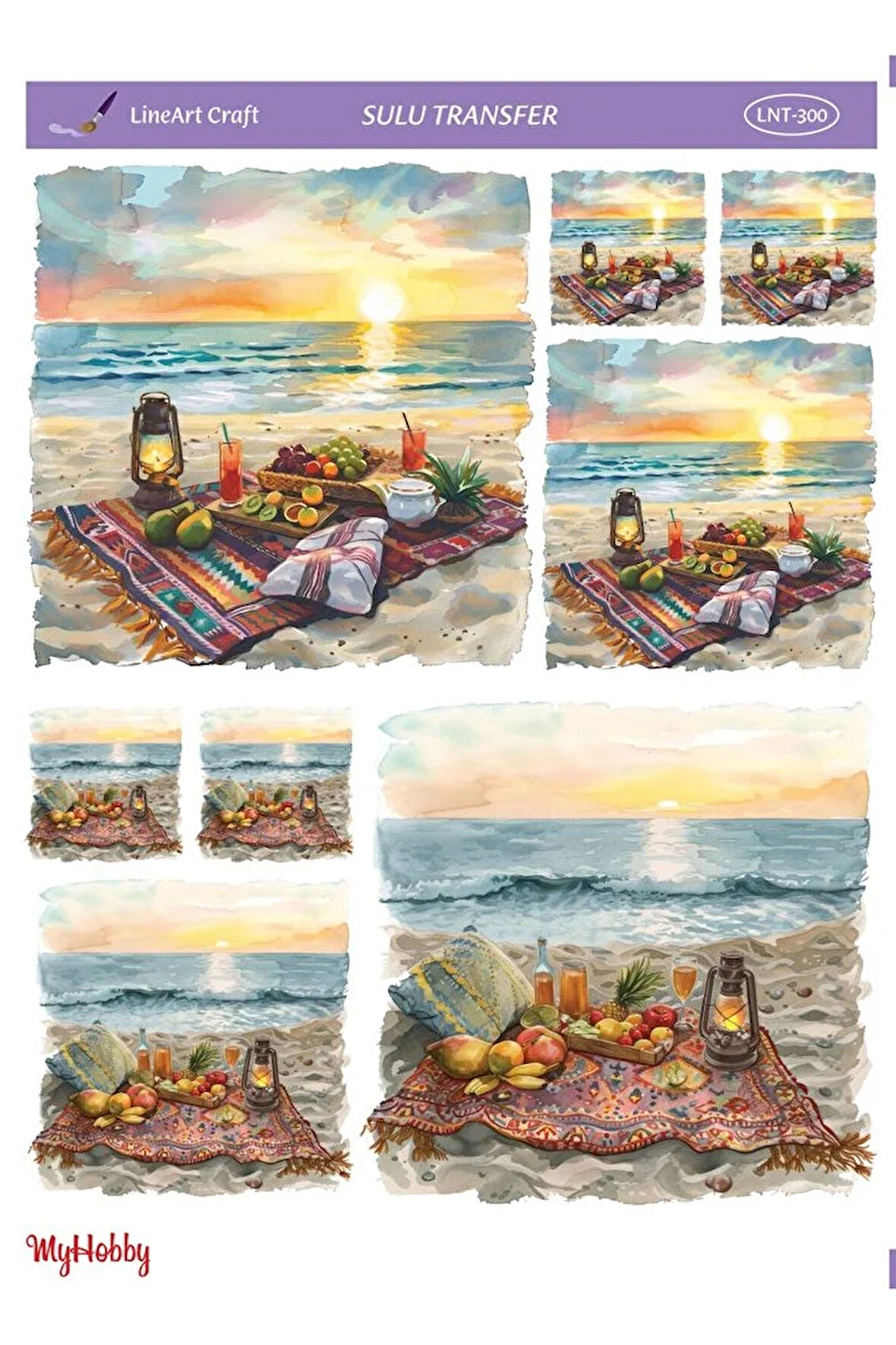 LNT-300 Kumsal, Günbatımı 25 * 35 cm Sulu Transfer