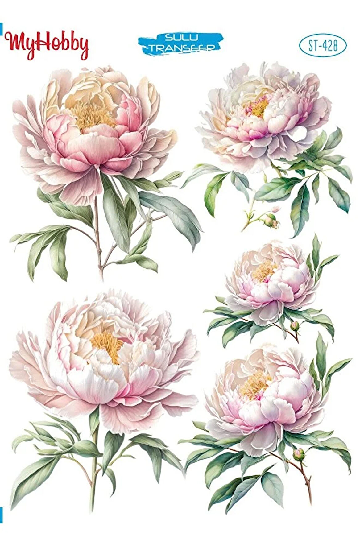 ST 428 Pastel Tonlar Çiçek Desenli Sulu Transfer 25*35 cm