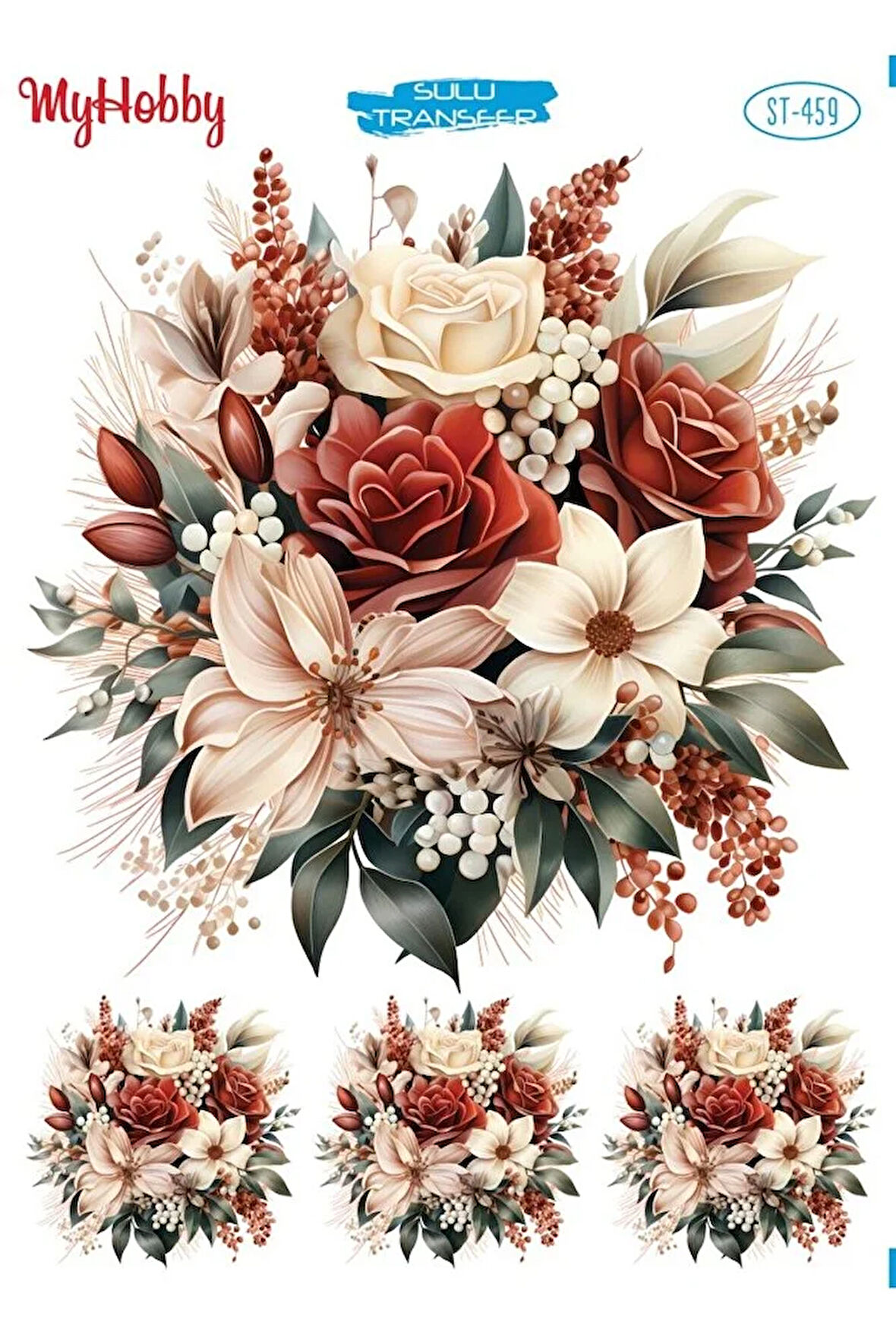 ST 459 Çiçek Demeti Desenli Sulu Transfer 25*35 cm