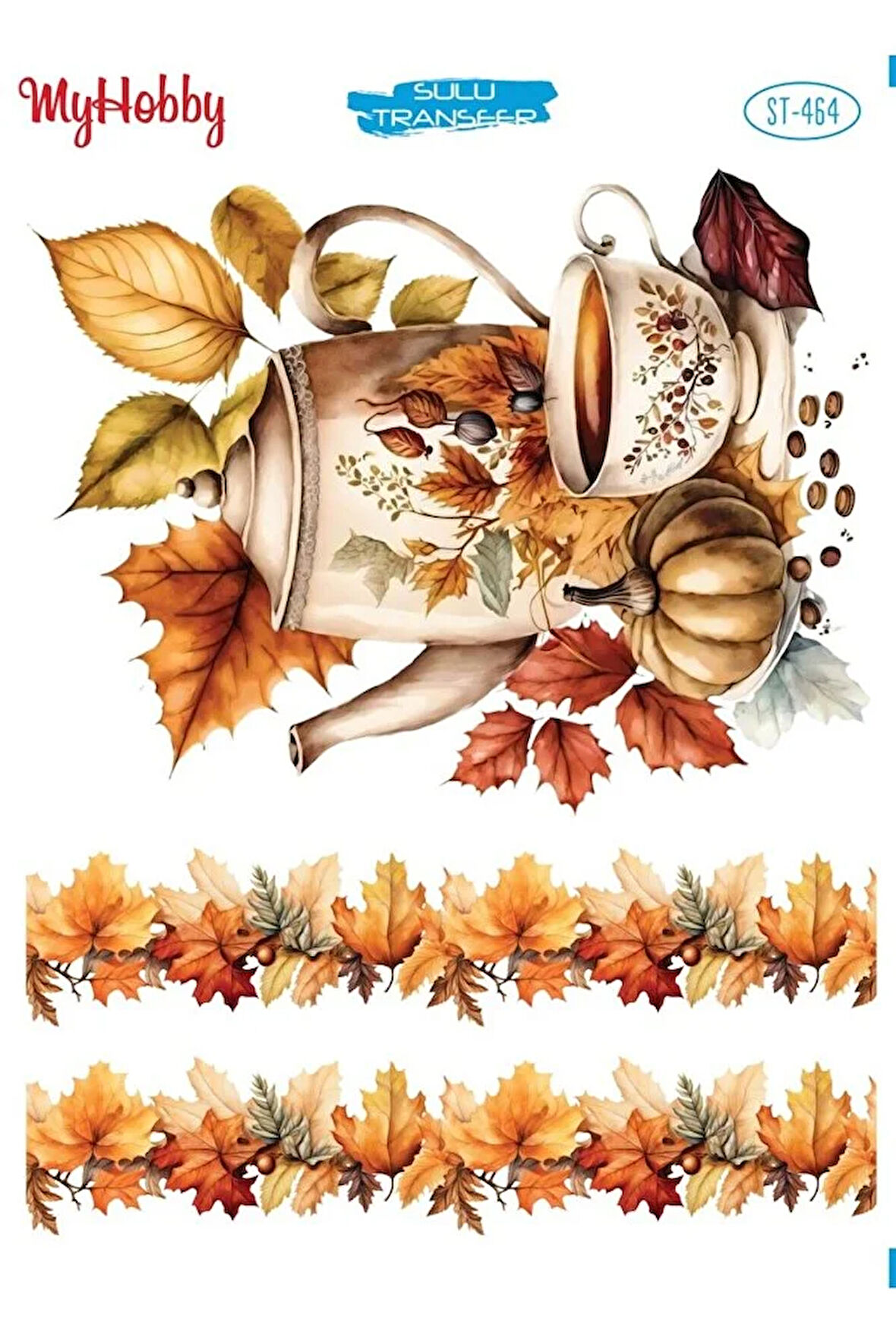 ST 464 Sonbahar, Fincan, Demlik Sulu Transfer 25*35 cm