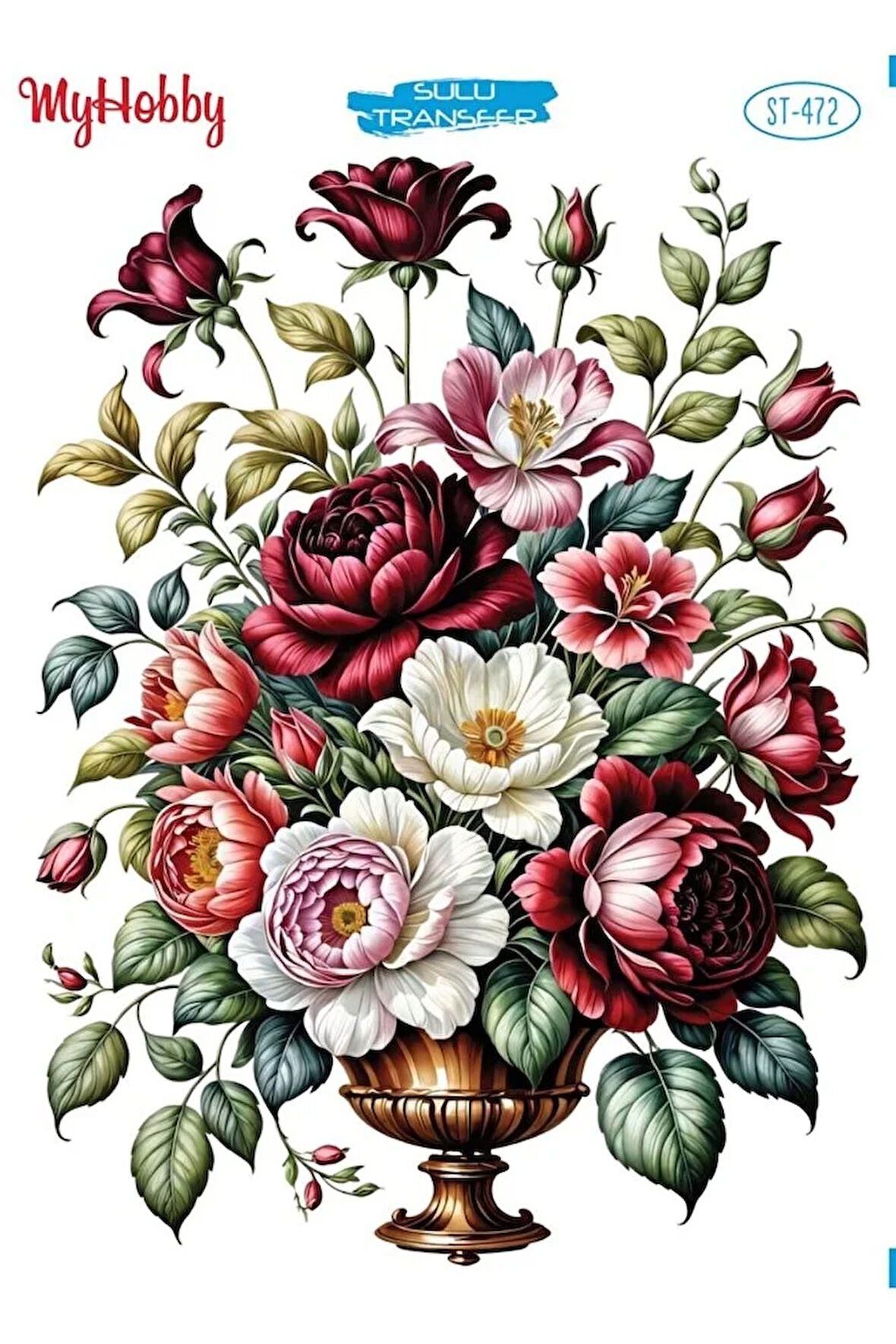 ST 472 Vazoda Çiçek Demeti Sulu Transfer 25*35 cm