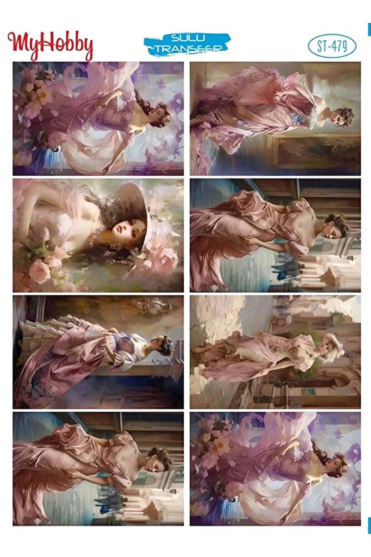 ST 479 Kadınlar, Klasik, Şık Desen Sulu Transfer 25*35 cm