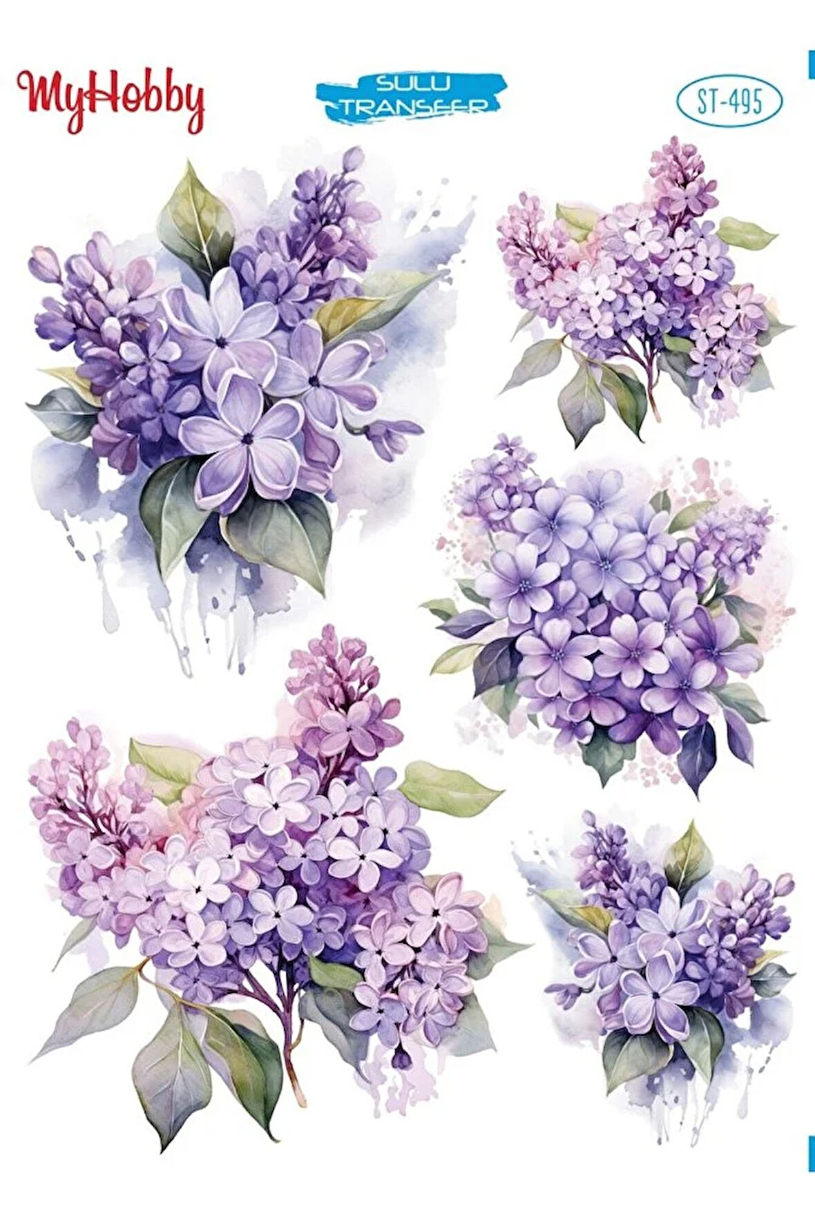 ST 495 Mor Çiçek Desenli Sulu Transfer 25*35 cm