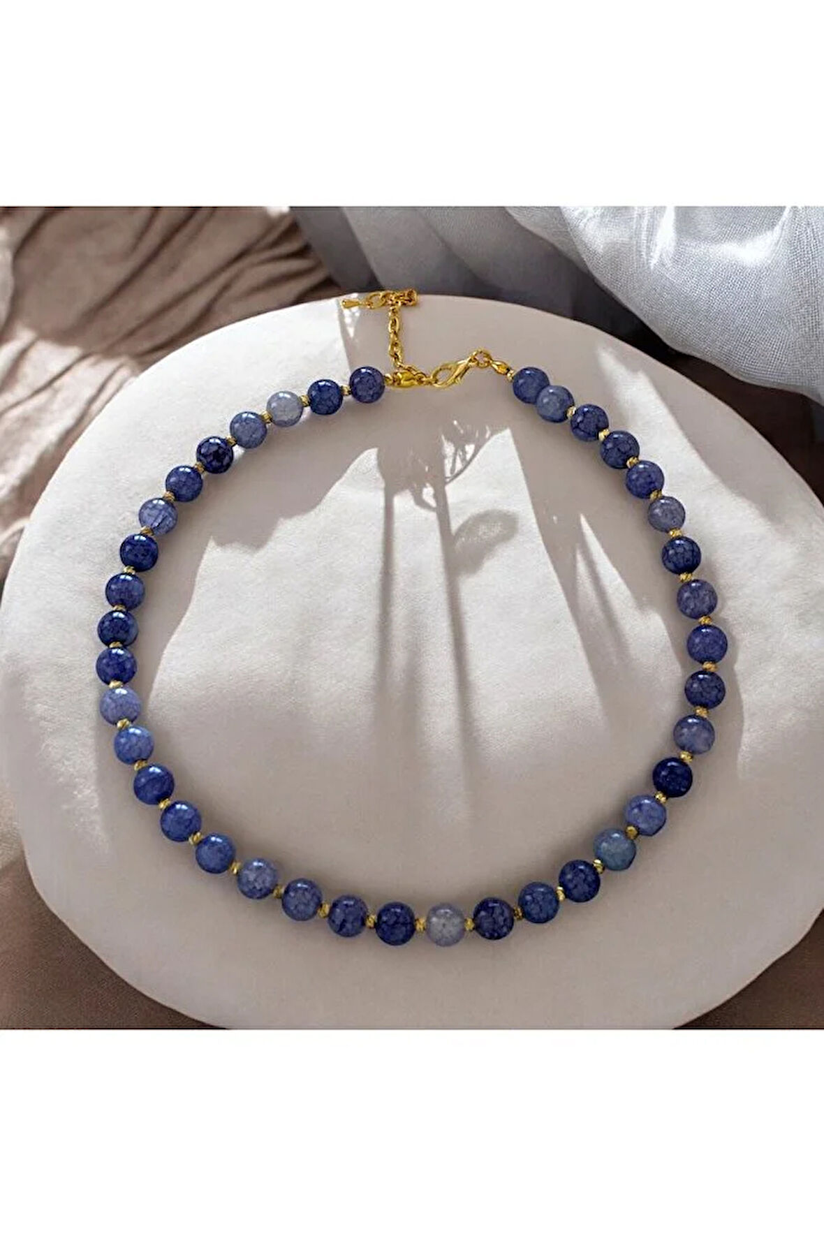 Mor Tonları Cam Boncuk Taşlı Kolye, Choker Kolye