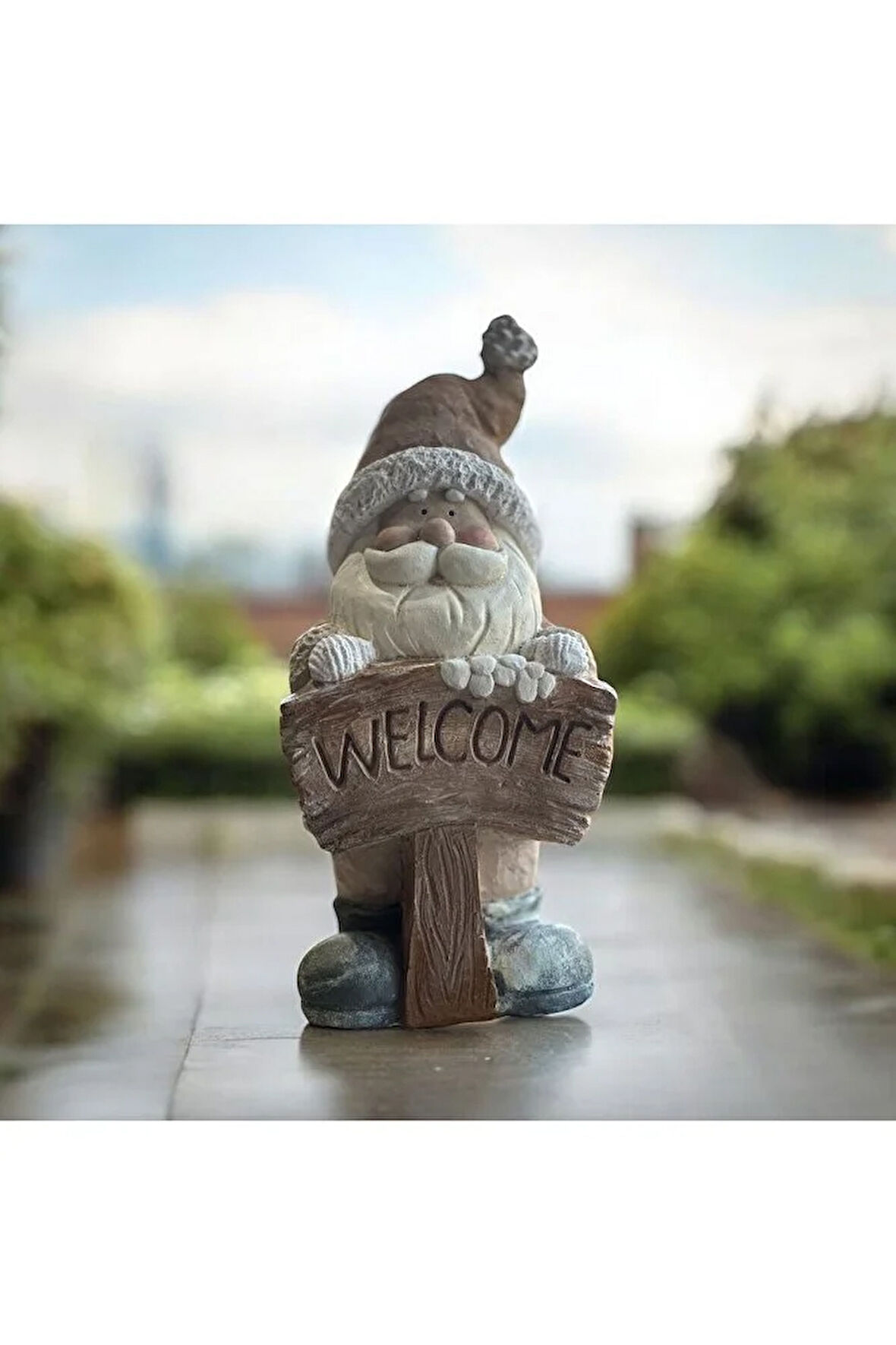 Welcome Cüce, St Claus, Noel Baba, Dekoratif, Hediyelik, Hoşgeldiniz Heykeli