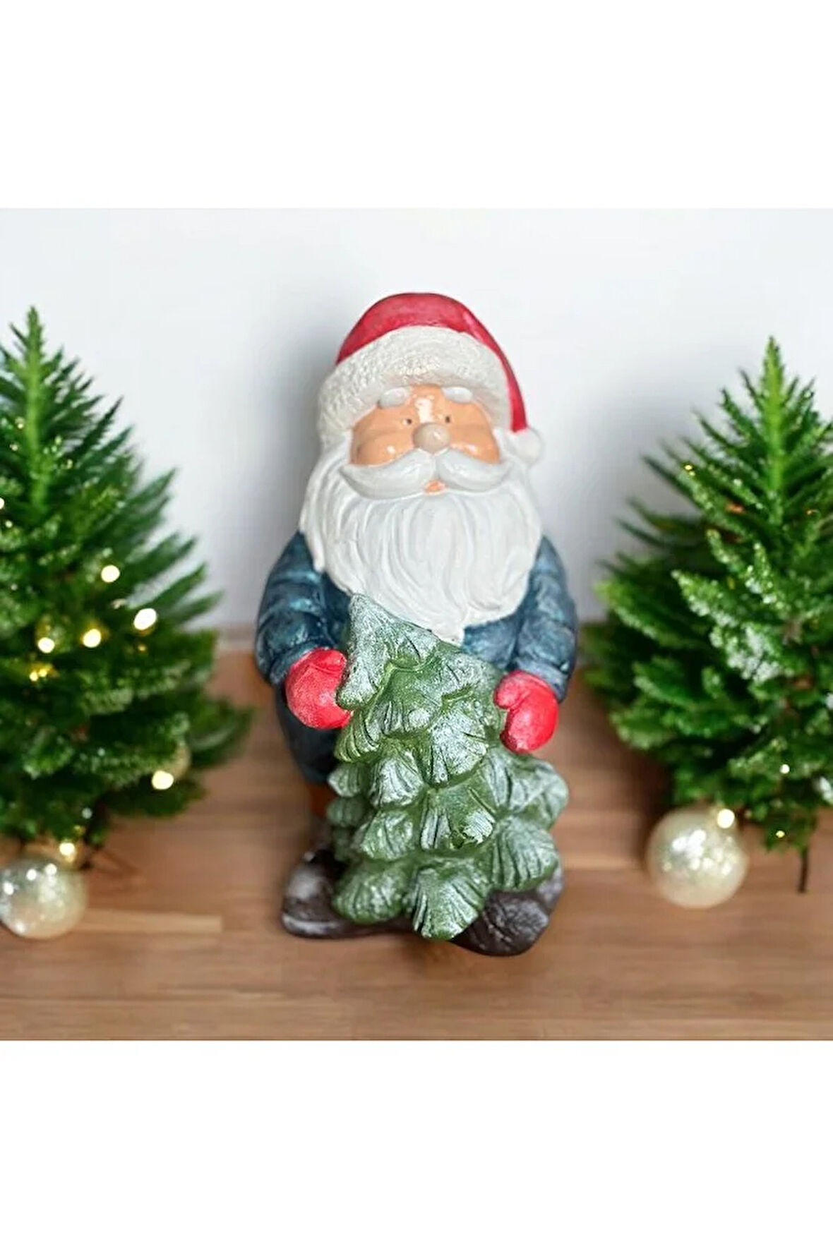 Çam Ağaçlı Montlu Noel Baba, Yeni Yıl Dekorasyon, Noel Baba Heykel