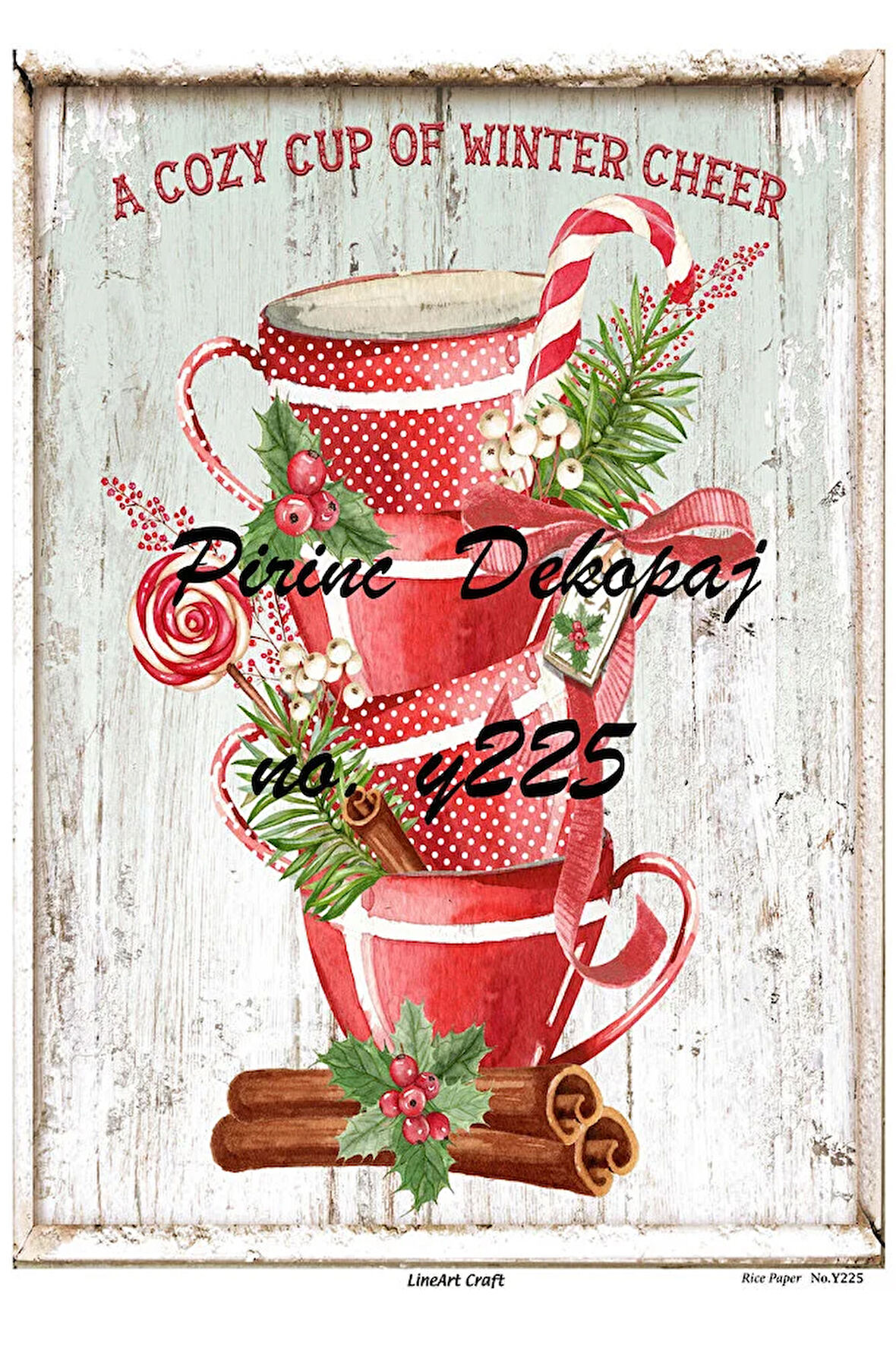 Y225 Yeniyıl Serisi Fincanlar 29*42 cm Pirinç Dekopaj