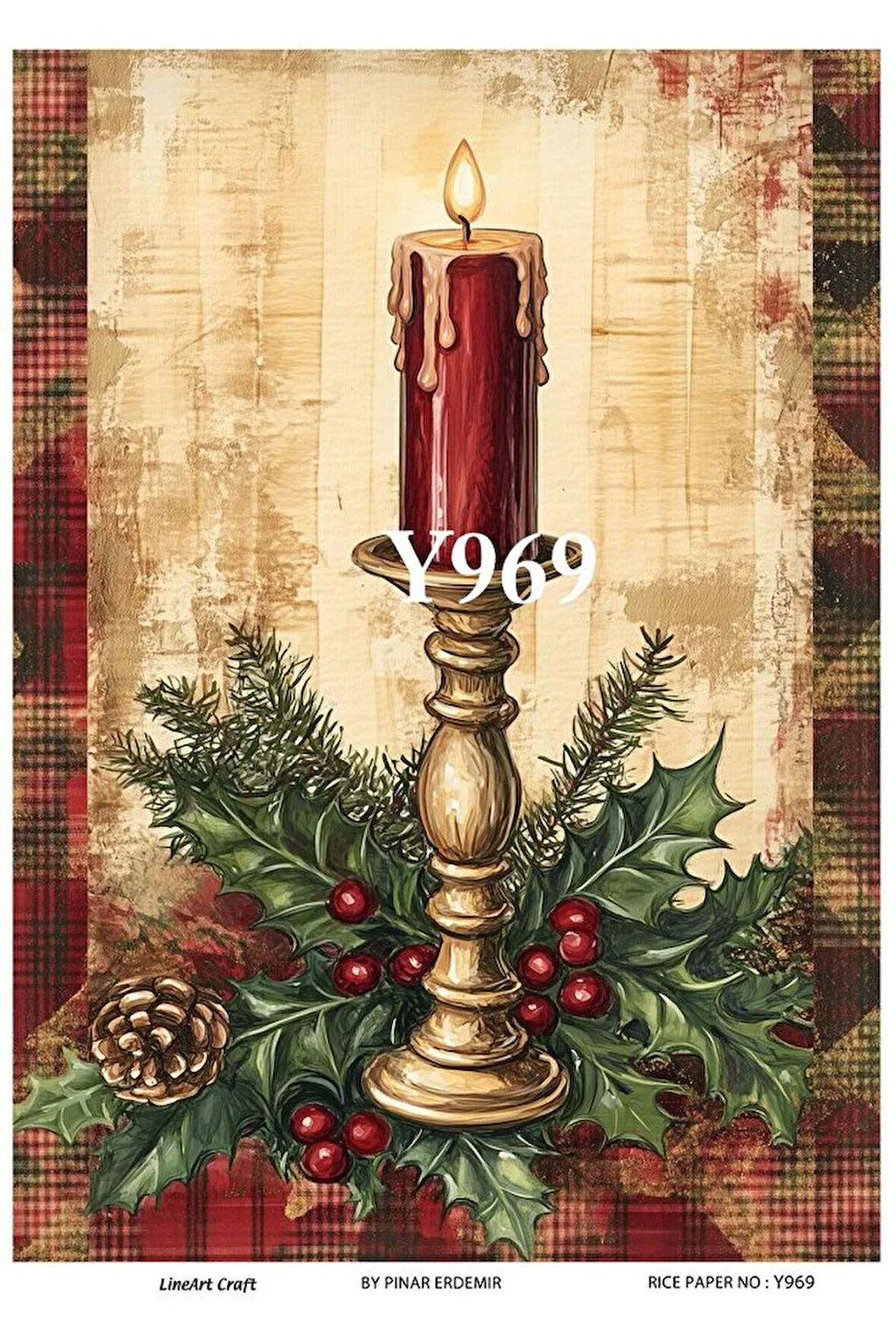 Y969 Yeniyıl Serisi, Mum Desenli Pirinç Dekopaj 30*42 cm