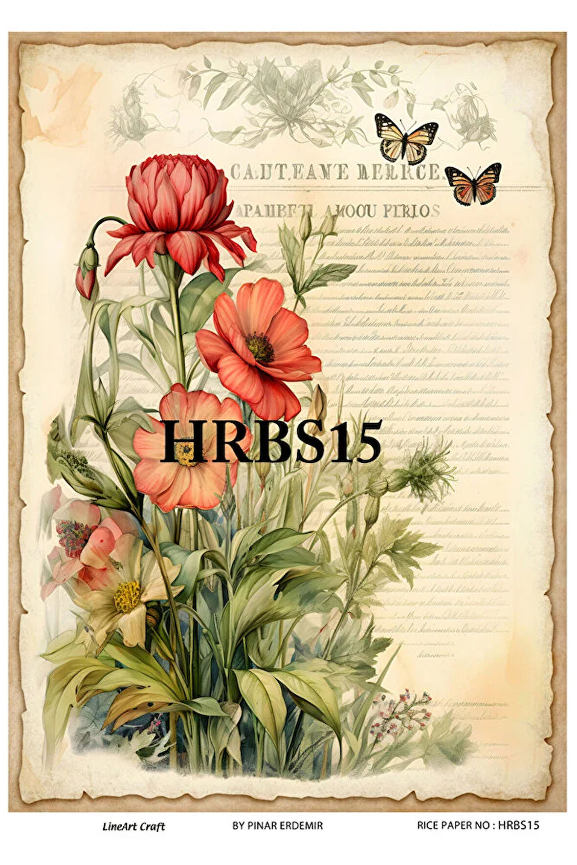 HRBS15 Vintage Çiçekler 29*42 cm Pirinç Dekopaj