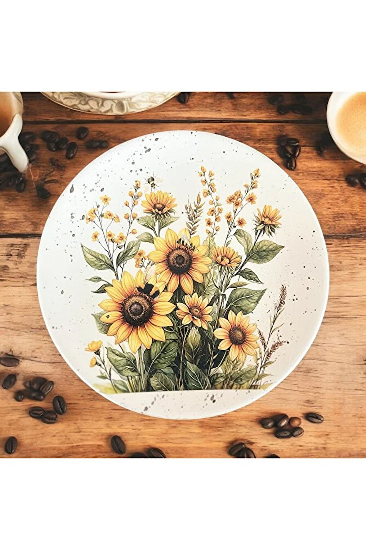 Ayçiçeği, Günebakan, Sun Flower 18 cm Duvar Tabağı, Dekorasyon, Mutfak, Balkon