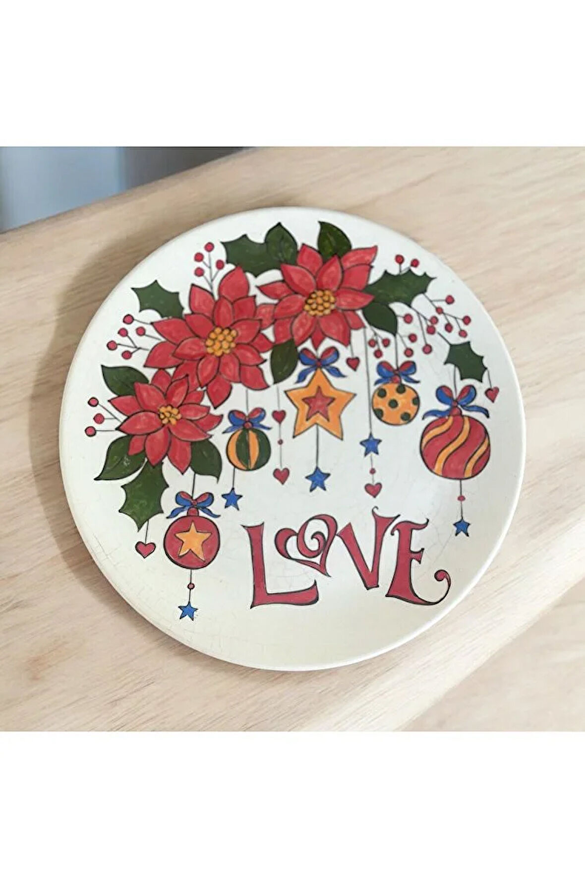 Çini, El boyaması, Dekoratif Duvar Tabağı, Love - Sevgi Duvar Tabağı, Hediye