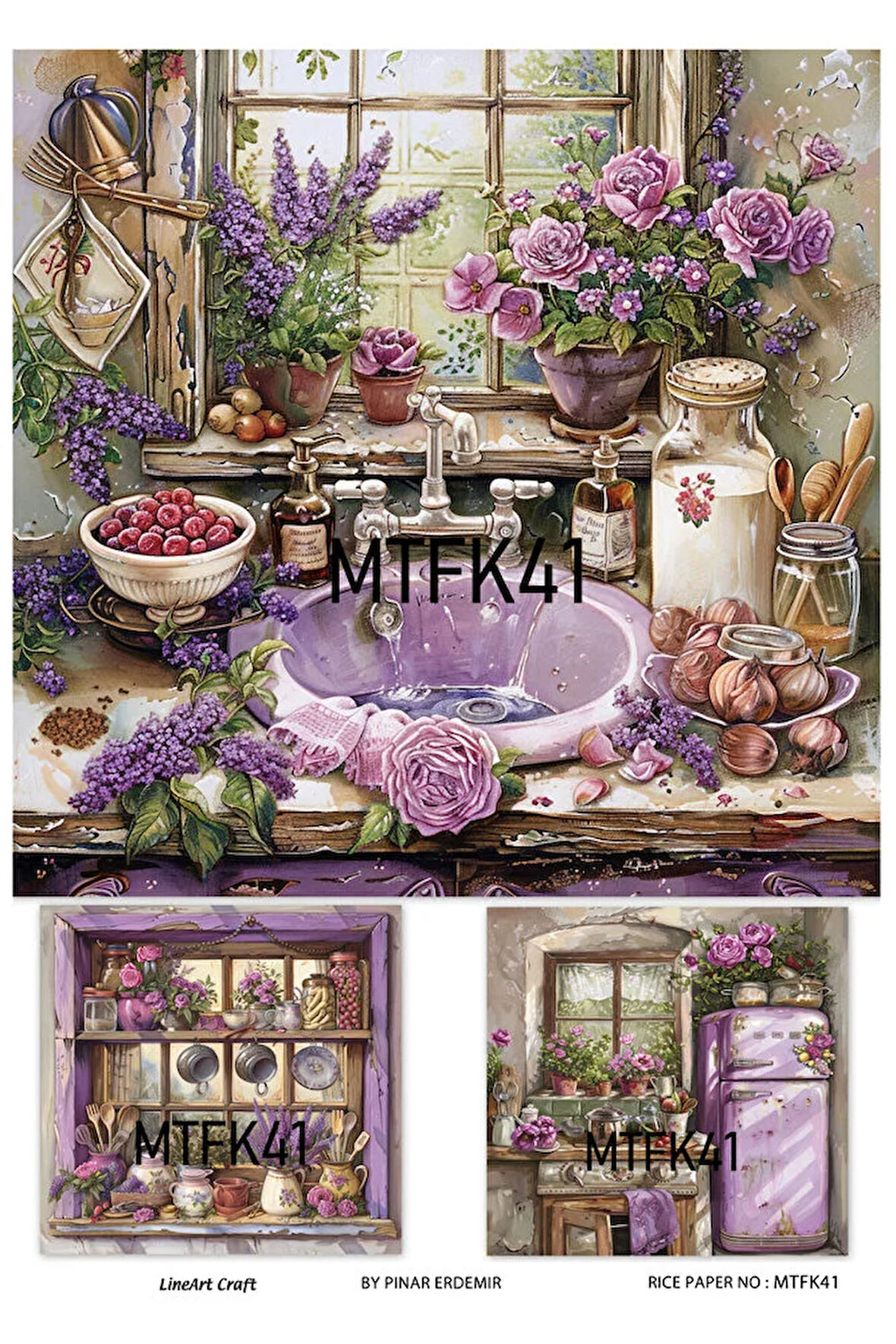 MTFK41 Mutfak Desenli 30*42 cm Pirinç Dekopaj