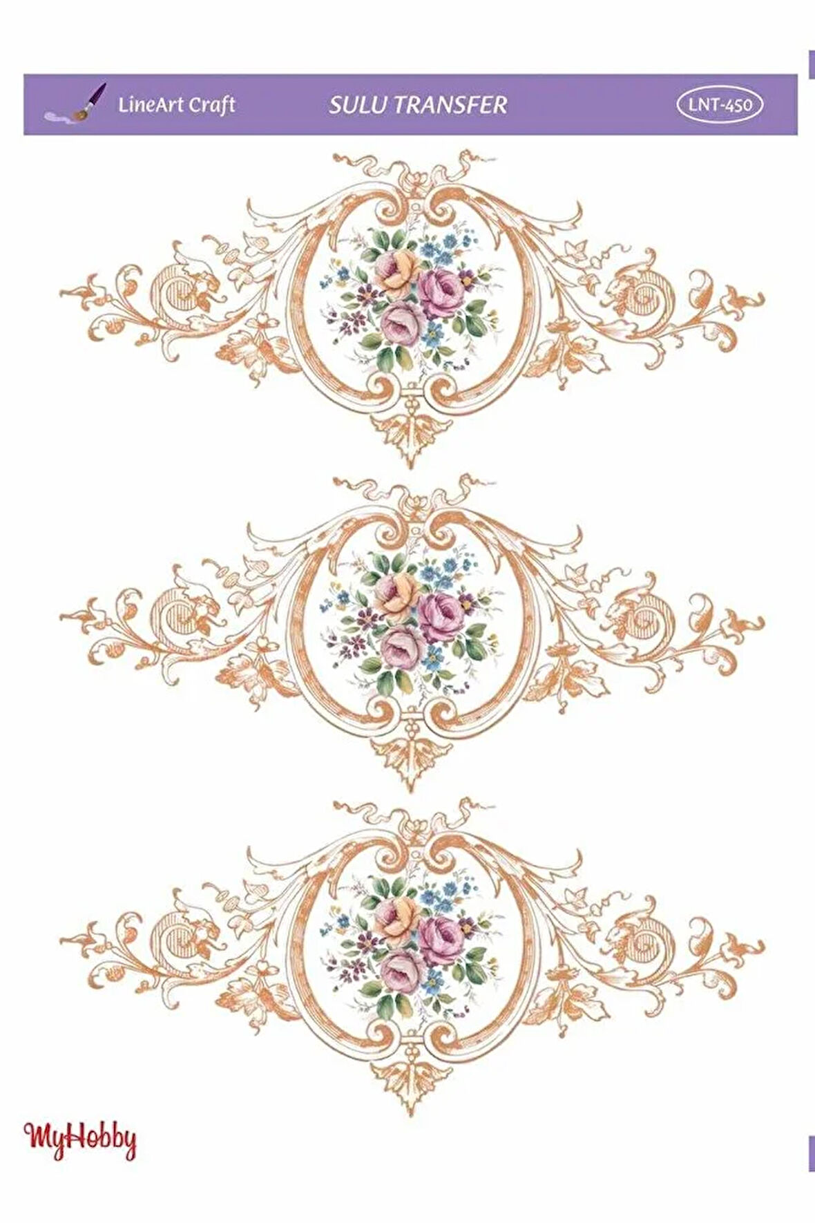 LNT450 Çerçeve İçinde Çiçek Desenli Açık Zemin Sulu Transfer 25*35 cm