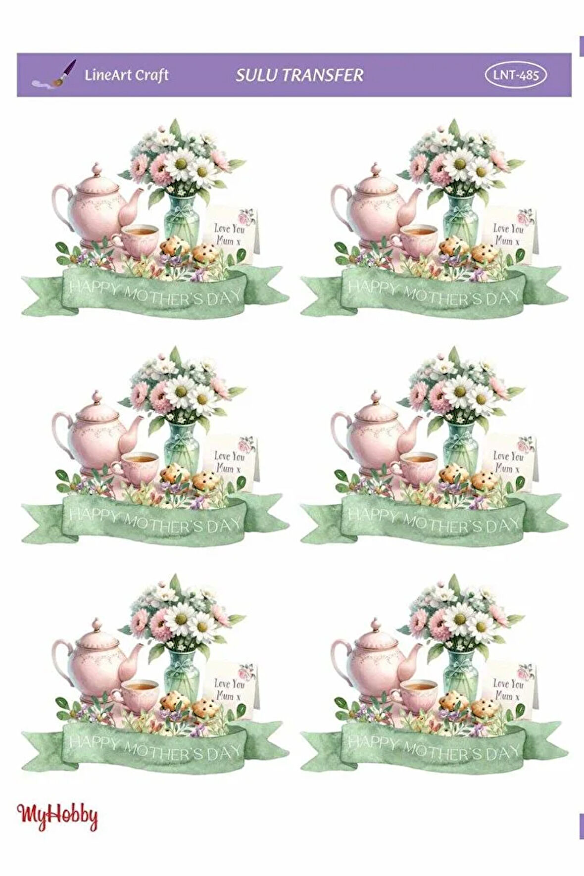 LNT485 Çoklu, Anneler Günü, Annelere Özel Dekor Açık Zemin Sulu Transfer 25*35 cm