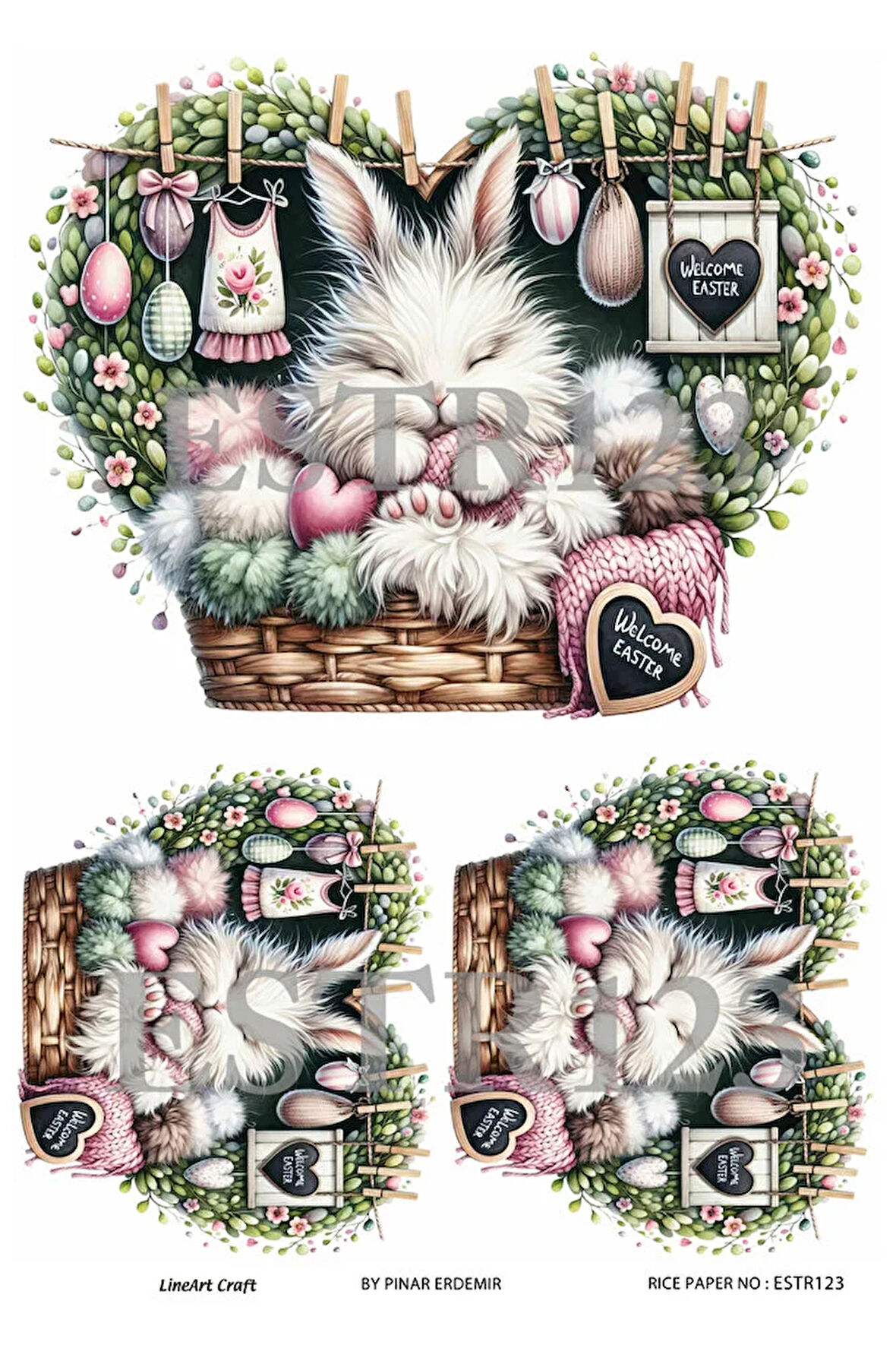 Paskalya Serisi ESTR123 Kedi Desenli 29*42 cm Pirinç Dekopaj