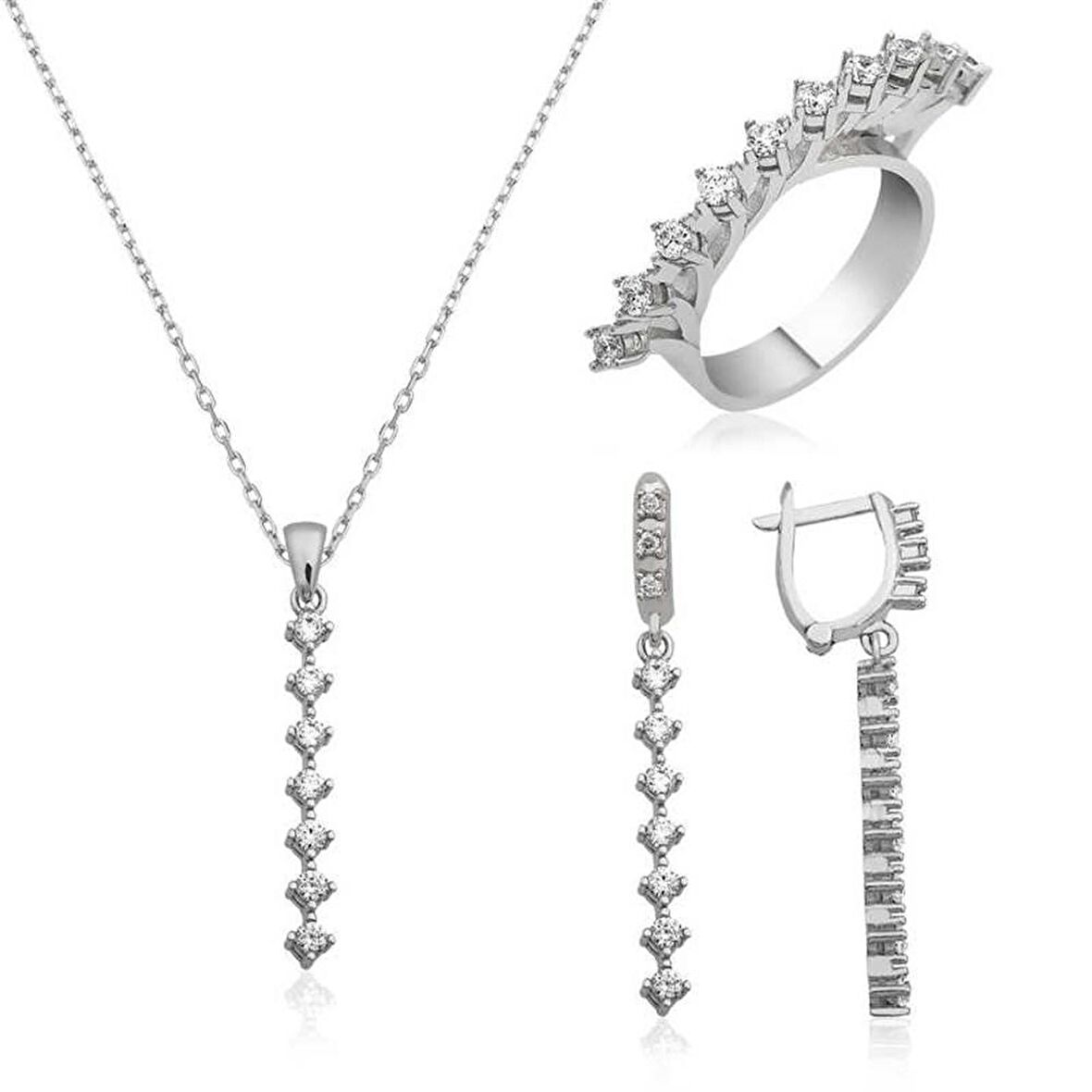 Gümüş Sıra Taşlı Kadın Set