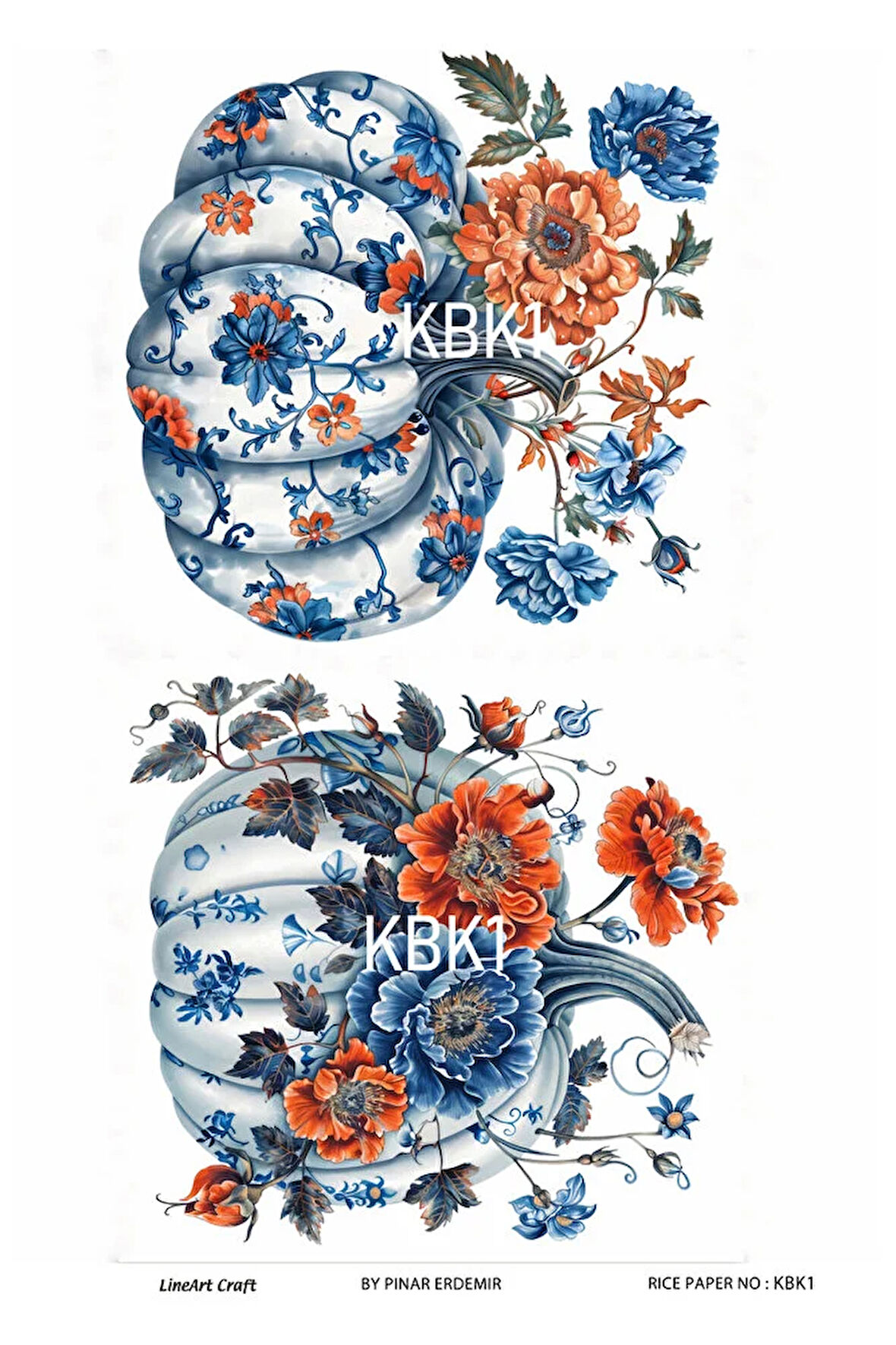 Kabak Serisi Halloween, Kabak, Pumpkin KBK1 Pirinç Dekopaj 30*42 cm